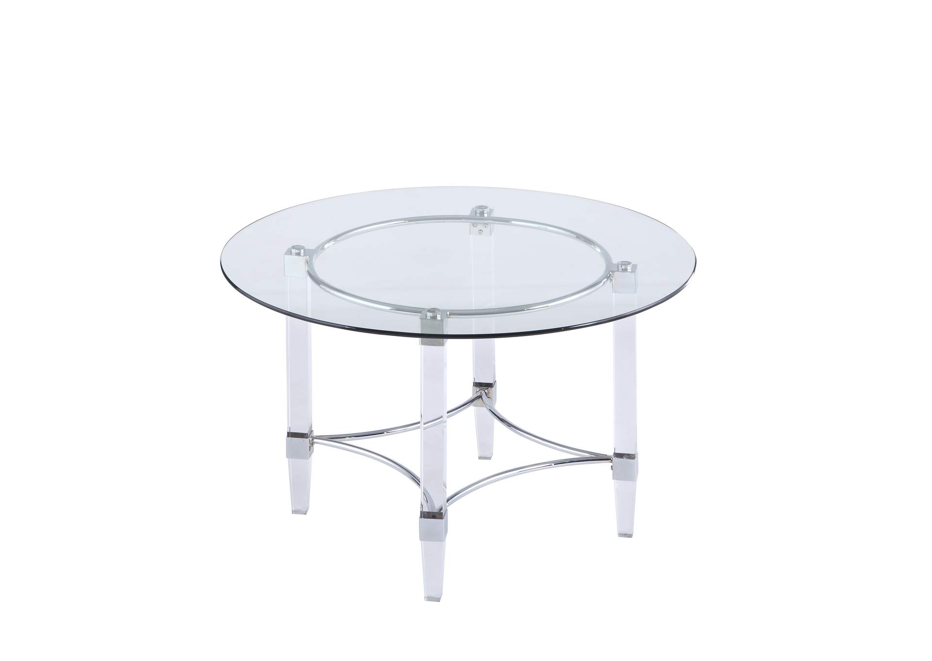 Contemporary Round Glass Top Dining Table,Chintaly Imports