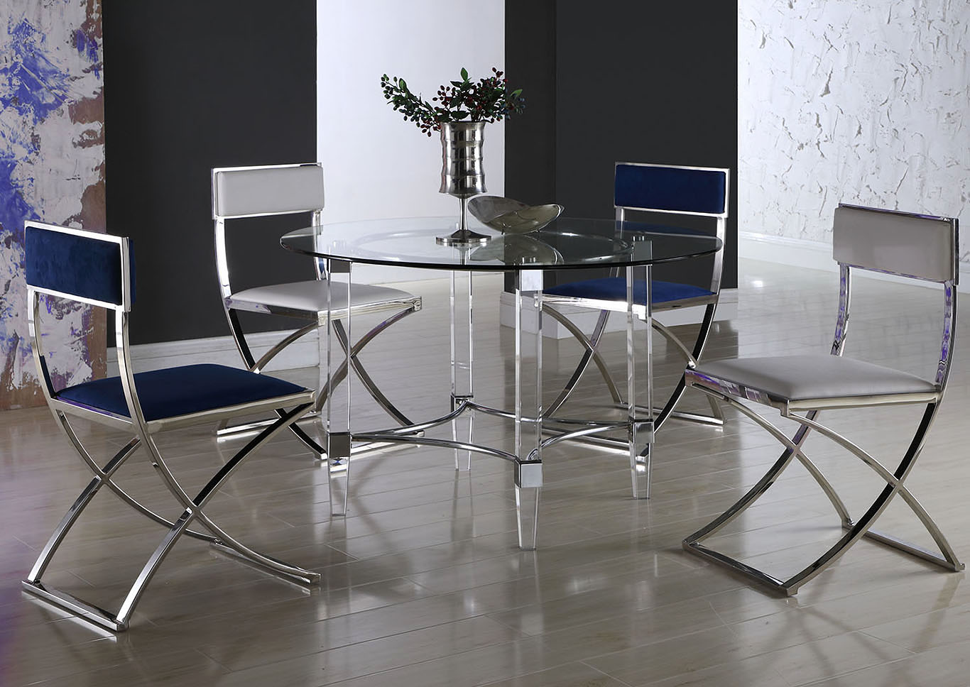 Round Dining Table w/4 Madison Side Chairs,Chintaly Imports