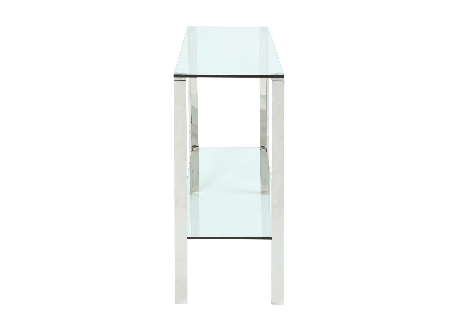 Contemporary Rectangular Glass & Stainless Steel Sofa Table,Chintaly Imports