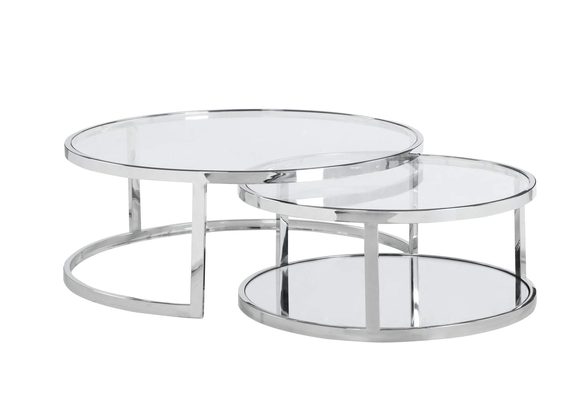 Contemporary 2-In-1 Nesting Cocktail Table Set,Chintaly Imports