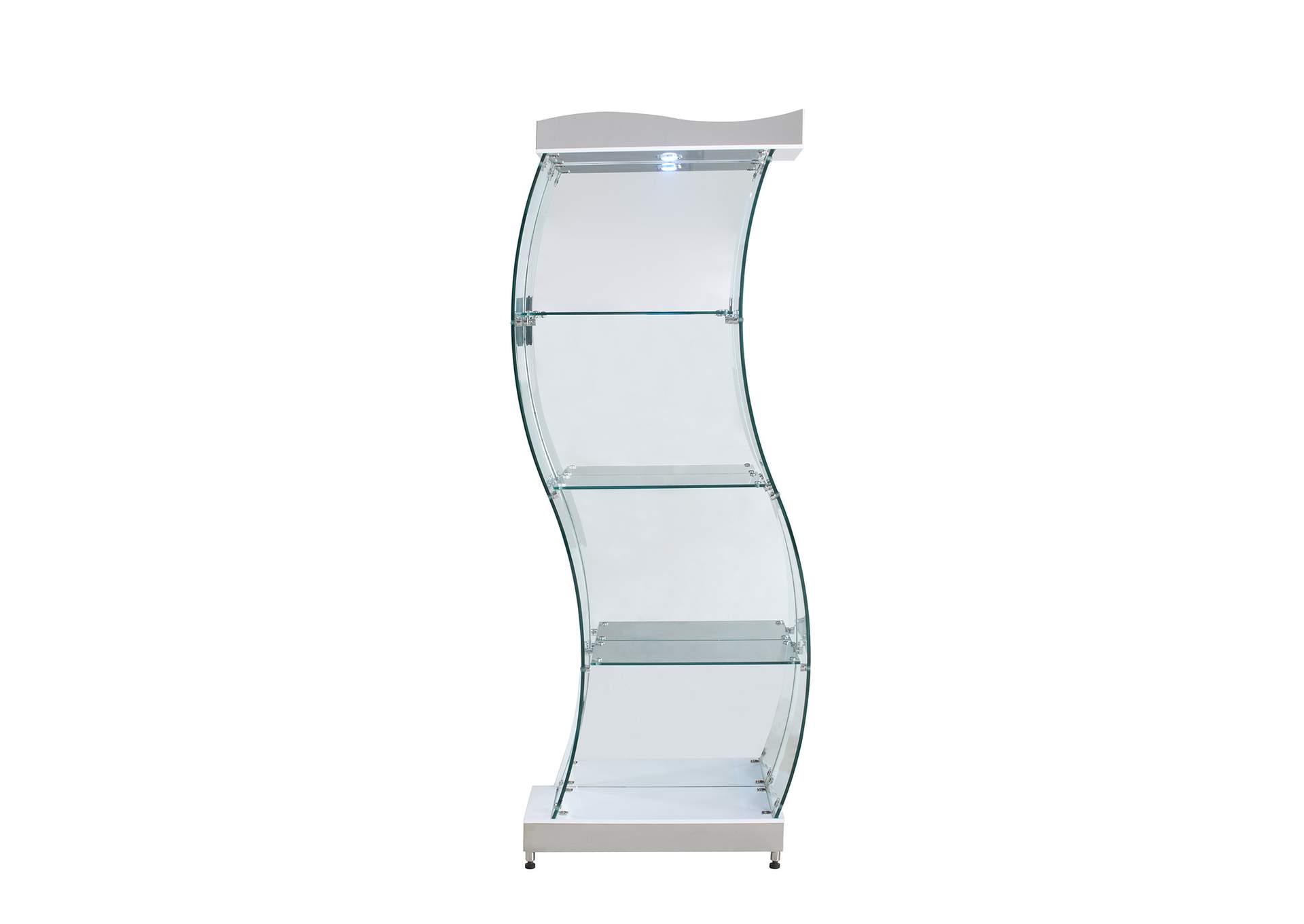 "S" Shaped Glass Curio w/ LED Lights,Chintaly Imports