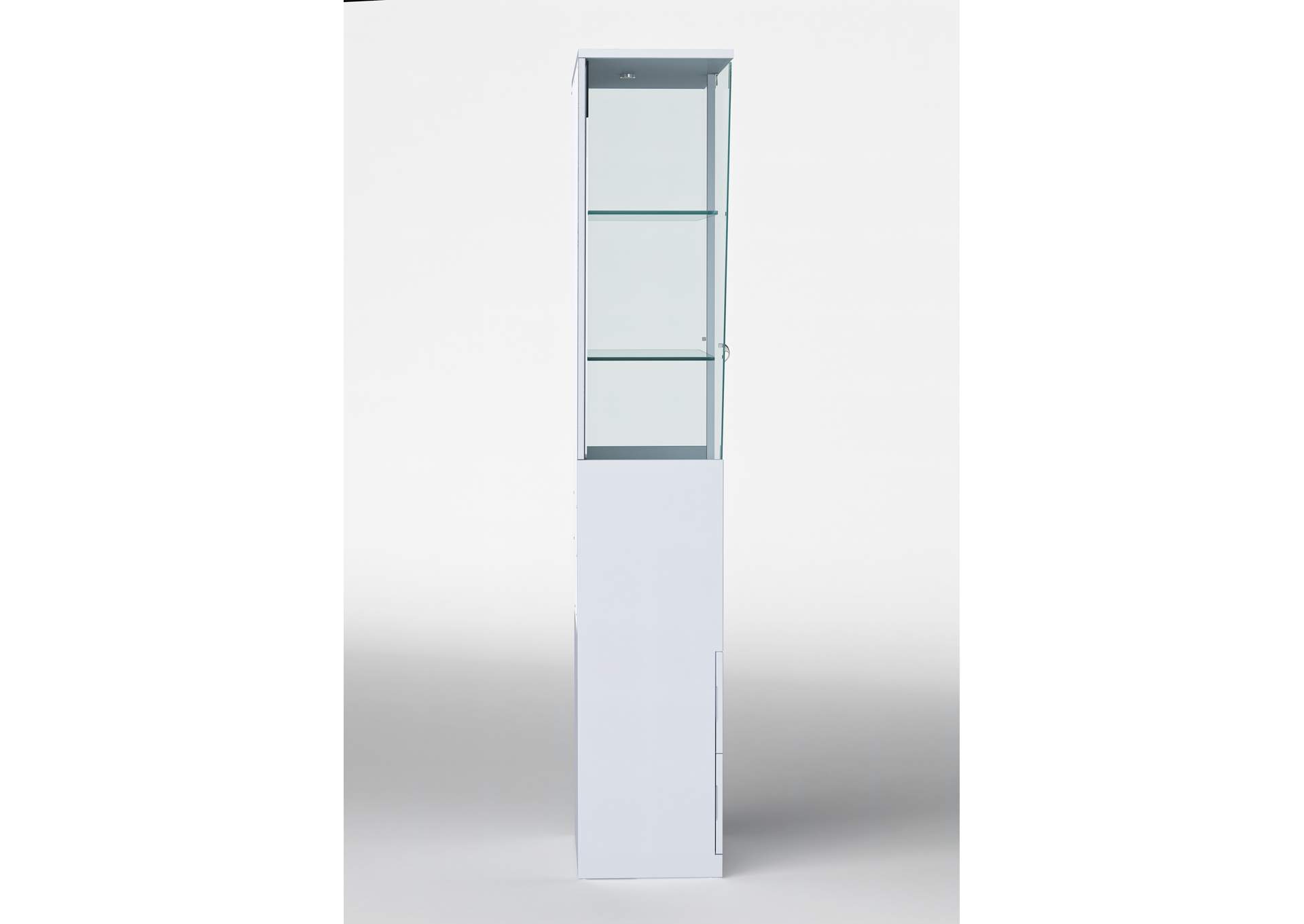 Triangular Design Curio w/ Shelves, Drawers & LED Lights,Chintaly Imports