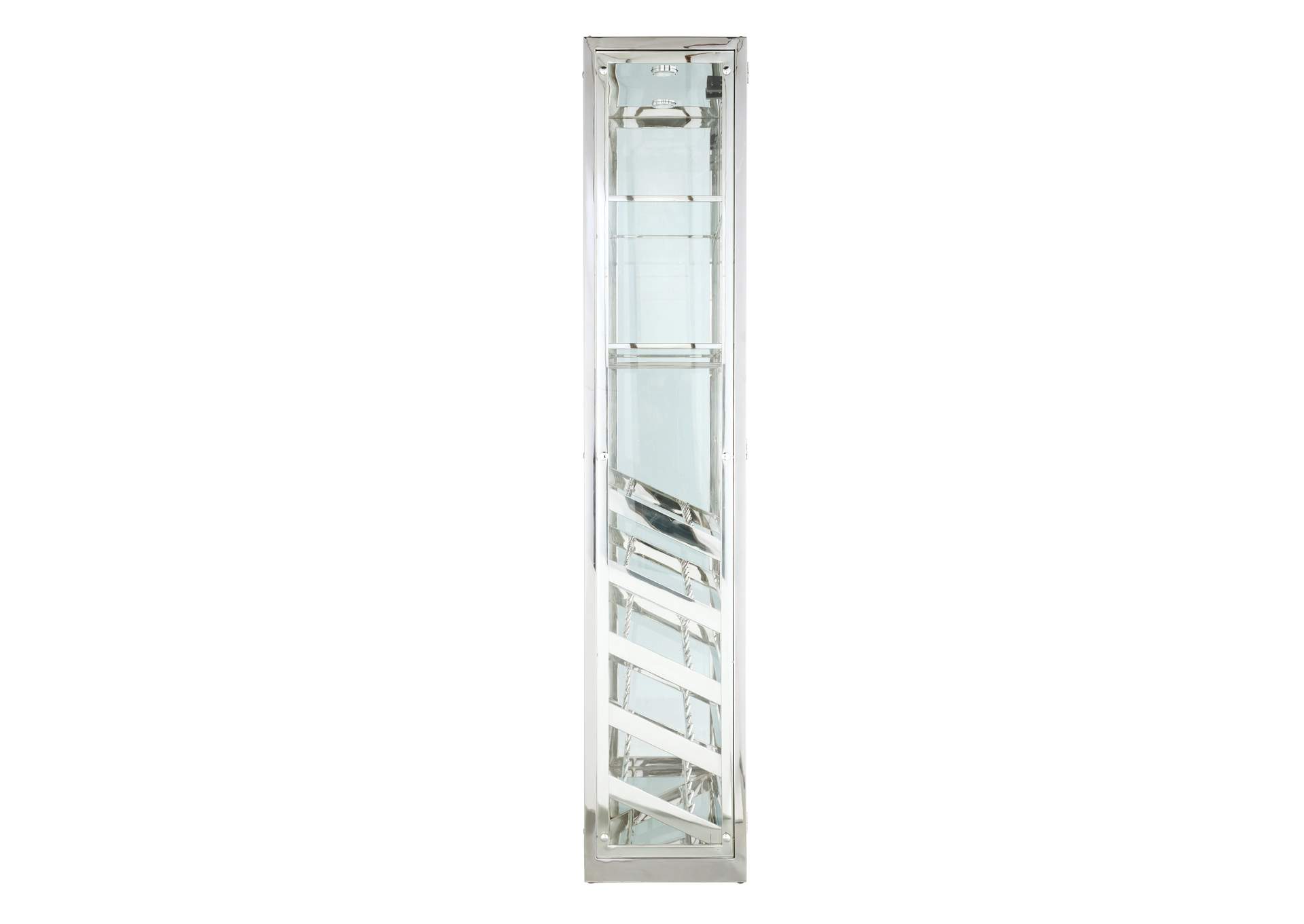 Contemporary Glass Curio With Wine & Stemware Racks,Chintaly Imports