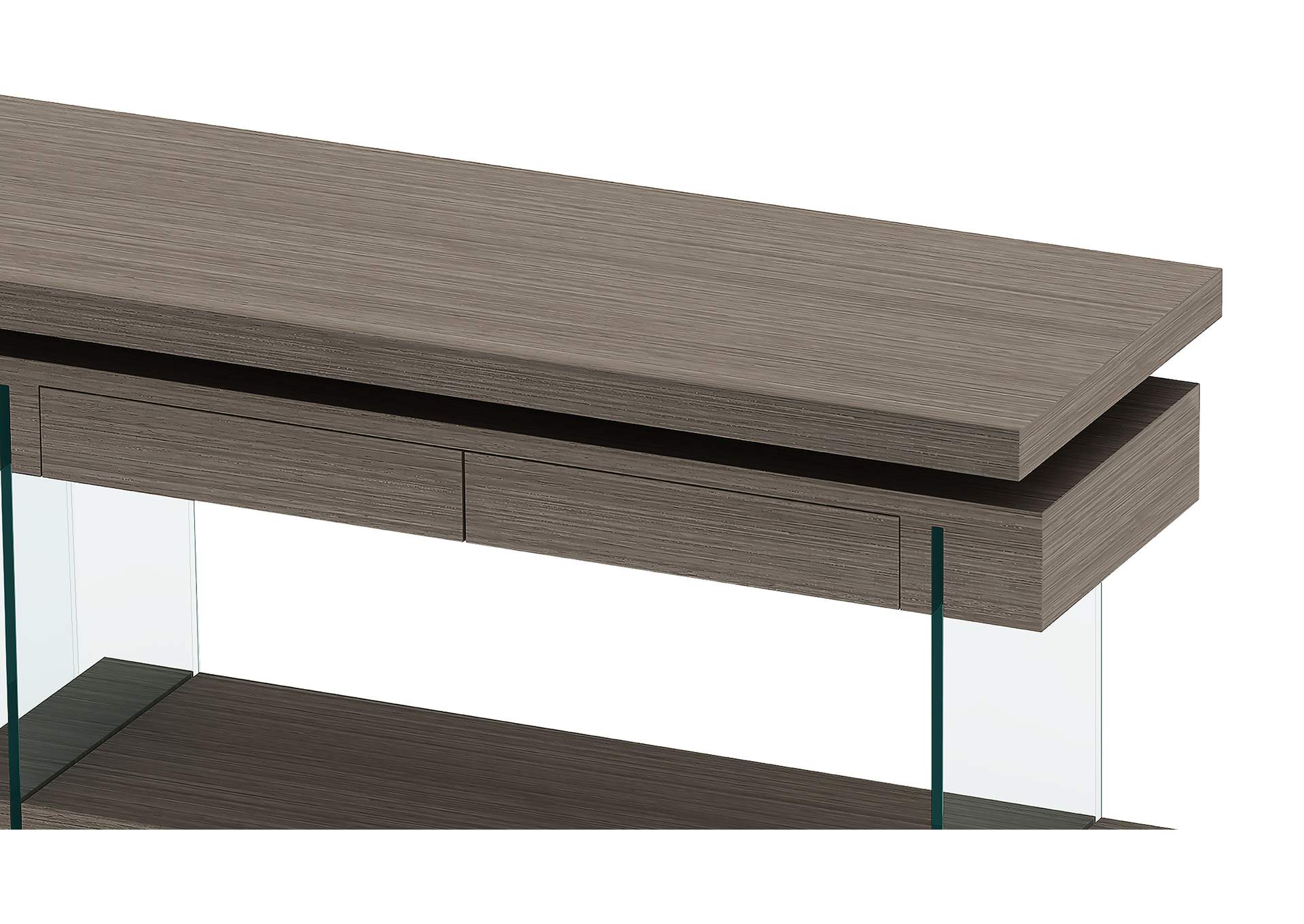 Modern Rotatable Glass & Wooden Desk w/ Drawers & Shelf,Chintaly Imports