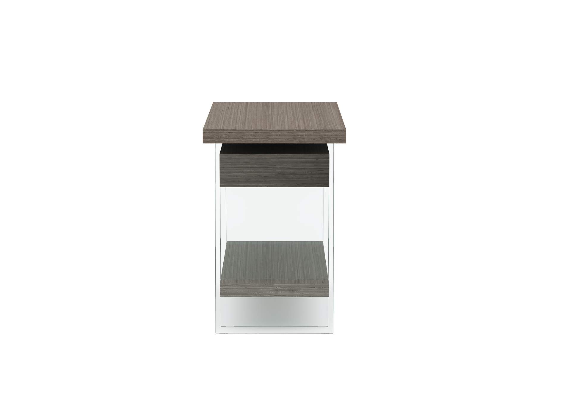 Modern Rotatable Glass & Wooden Desk w/ Drawers & Shelf,Chintaly Imports