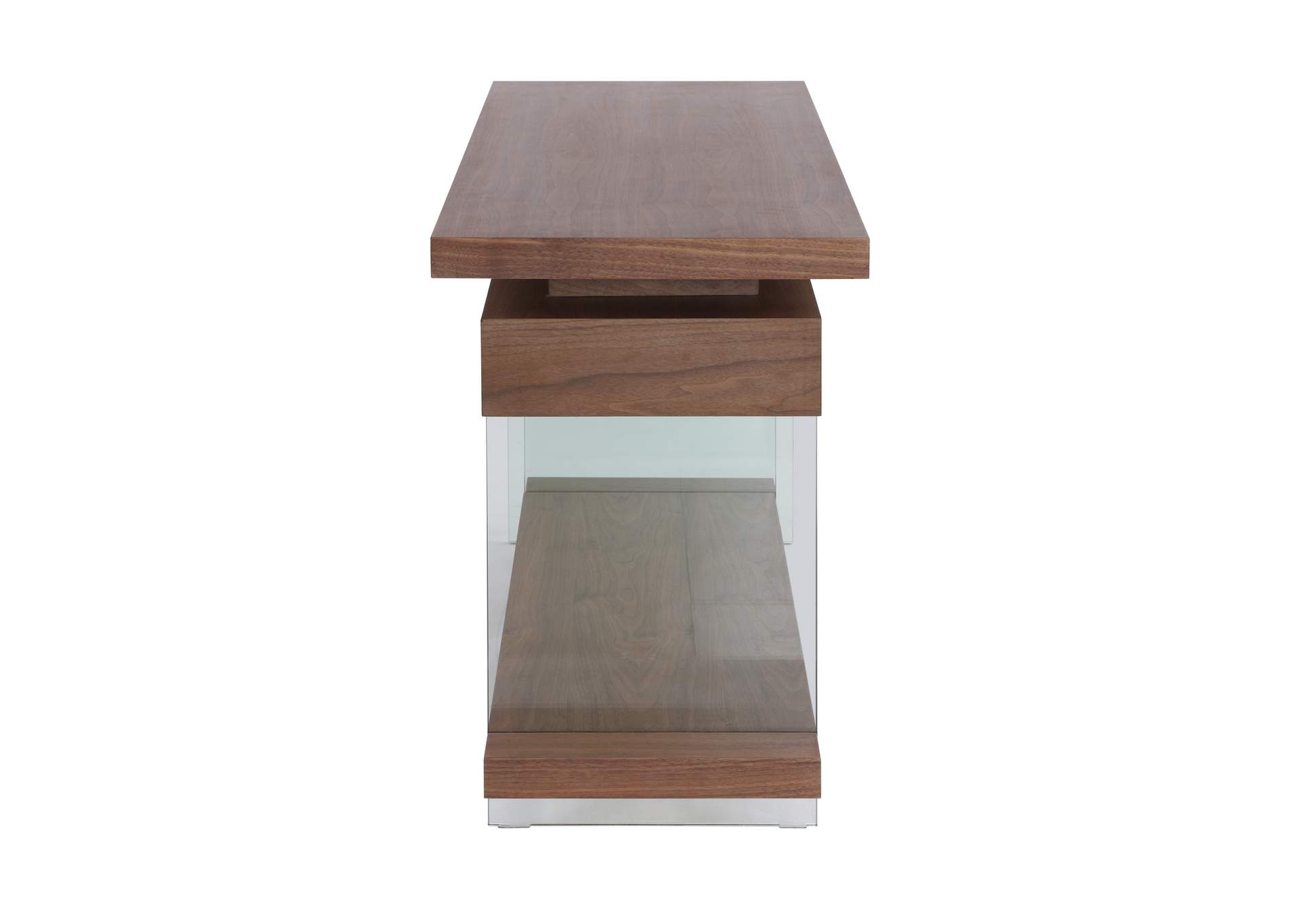 Modern Rotatable Glass & Wooden Desk w/ Drawers & Shelf,Chintaly Imports