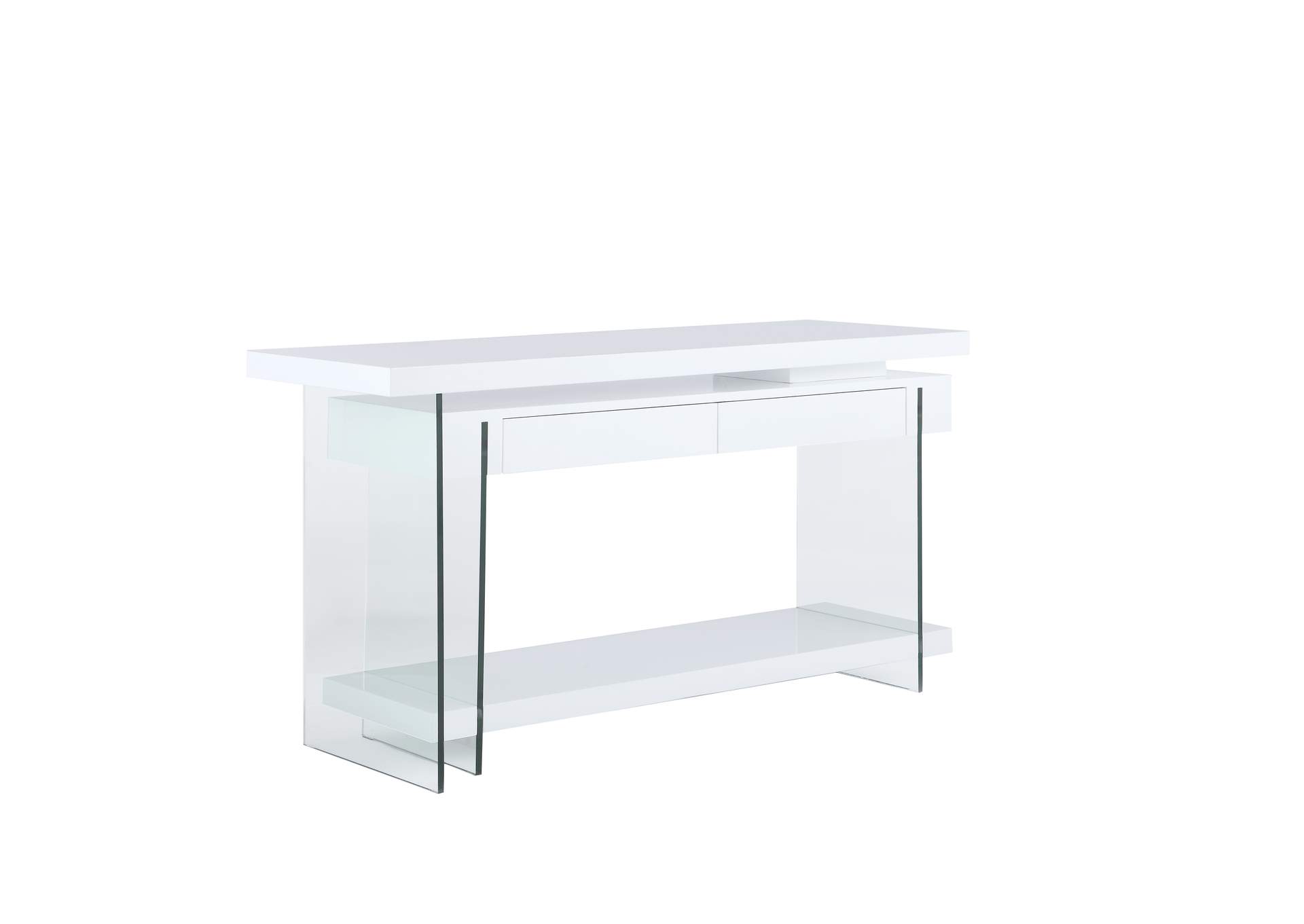 Modern Rotatable Glass & Wooden Desk w/ Drawers & Shelf,Chintaly Imports