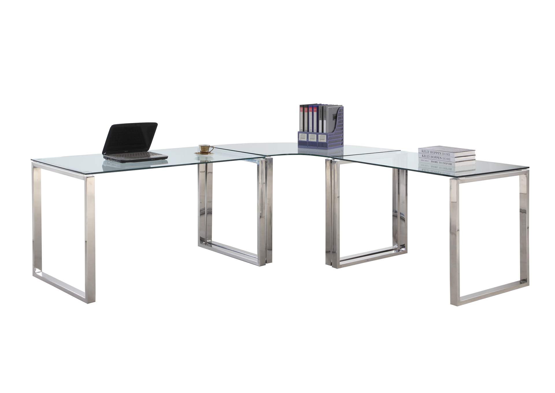 Contemporary Desk w/ Glass Top,Chintaly Imports