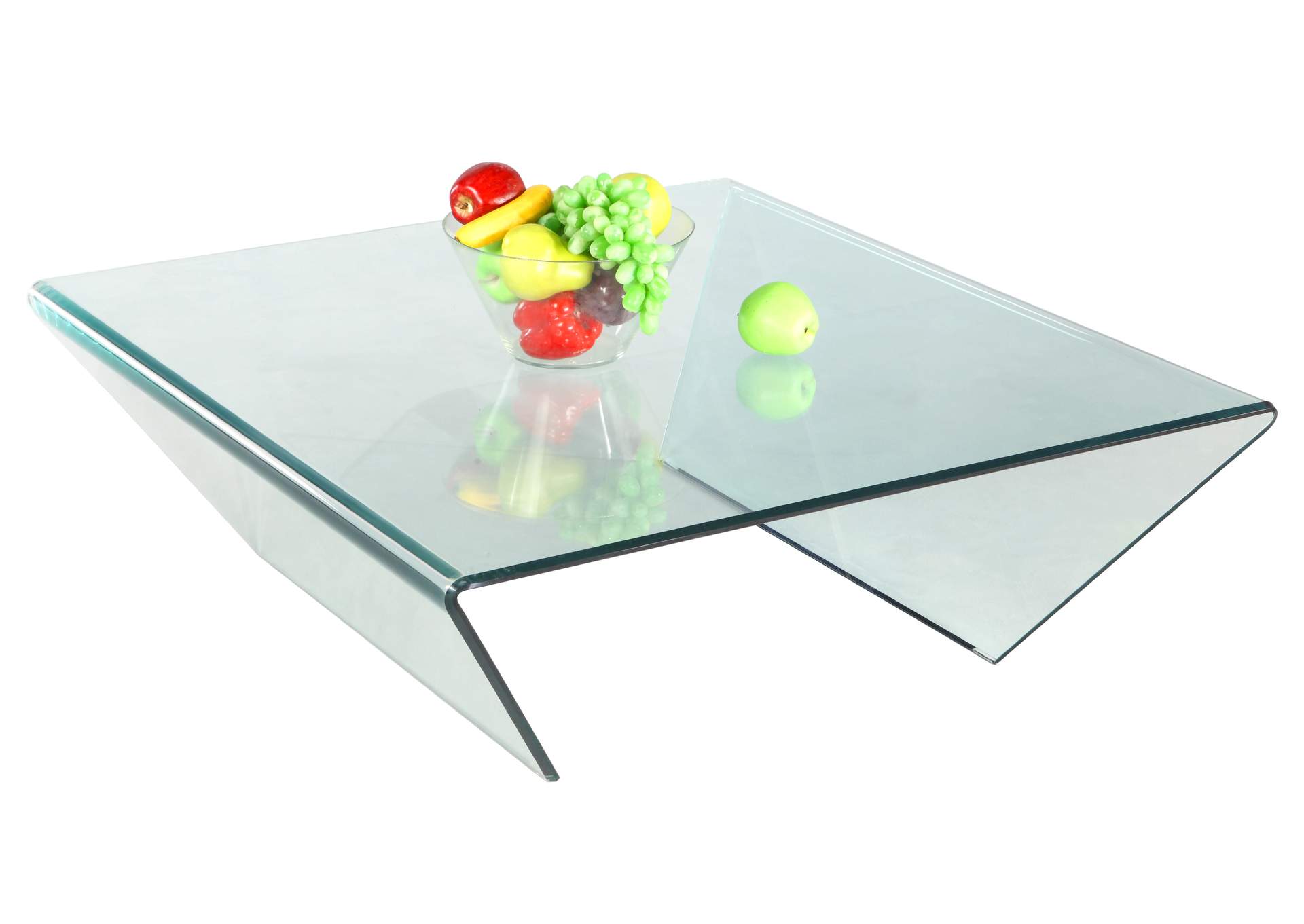 39" x 41" Square Bent Glass Cocktail Table,Chintaly Imports