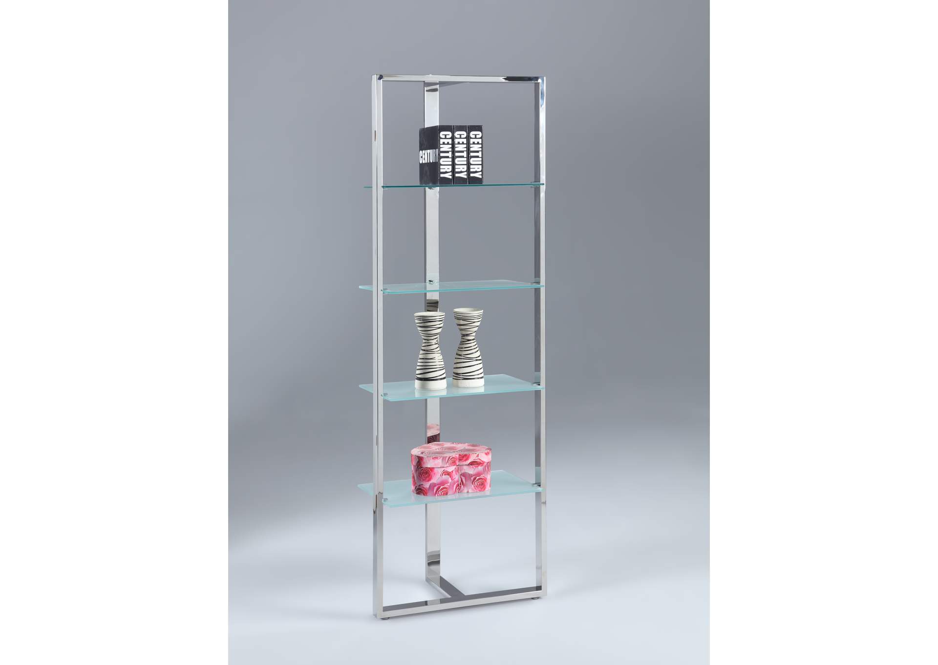 Modern 4-Tier Tempered Glass Bookshelf,Chintaly Imports
