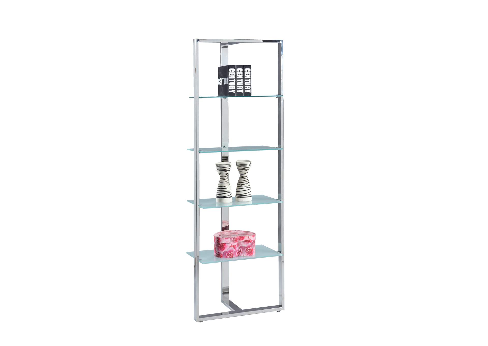 Modern 4-Tier Tempered Glass Bookshelf,Chintaly Imports