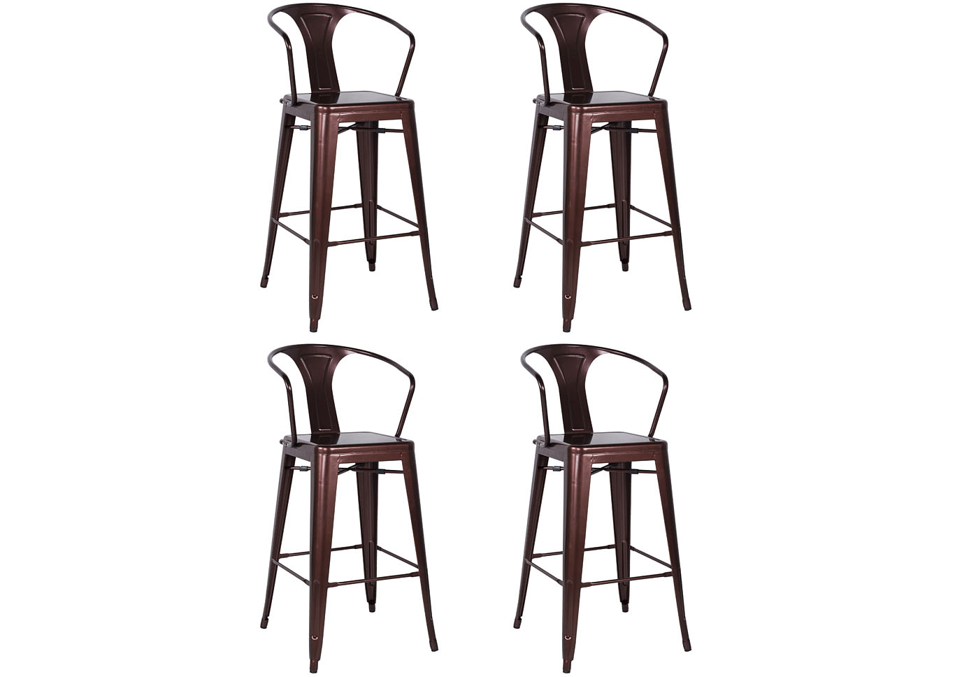 Red Copper Galvanized Steel Bar Stool (Set of 4),Chintaly Imports