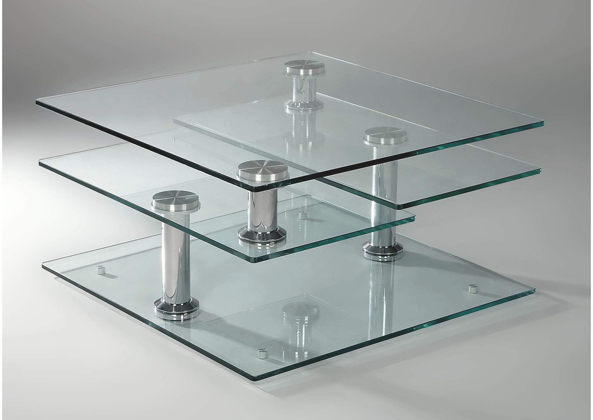 Contemporary Multi-Top Motion Glass Cocktail Table,Chintaly Imports