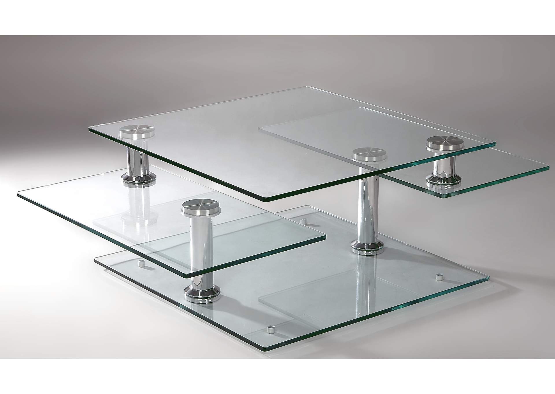 Contemporary Multi-Top Motion Glass Cocktail Table,Chintaly Imports