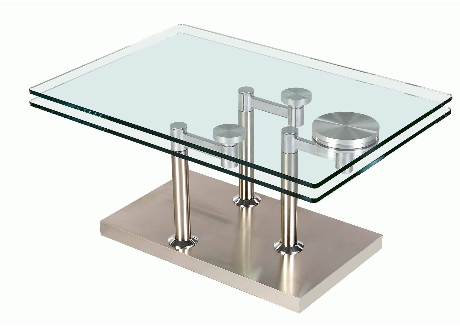 Contemporary Motion Dual Glass Top Cocktail Table,Chintaly Imports