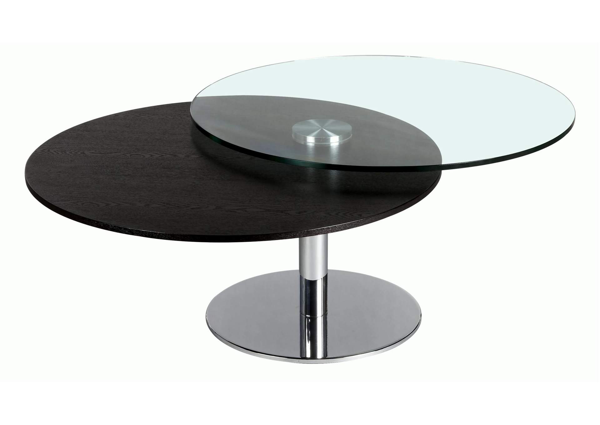Merlot & Chrome Contemporary Glass Top Motion Cocktail Table,Chintaly Imports
