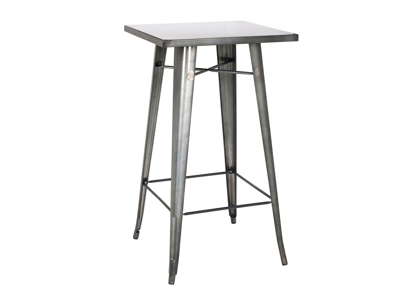 Gunmetal Galvanized Steel Square Top Pub Table,Chintaly Imports