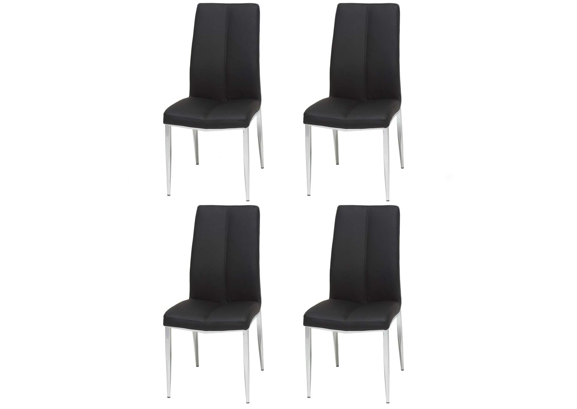 Modern Dining Set With White Glass Table & 4 Chairs,Chintaly Imports