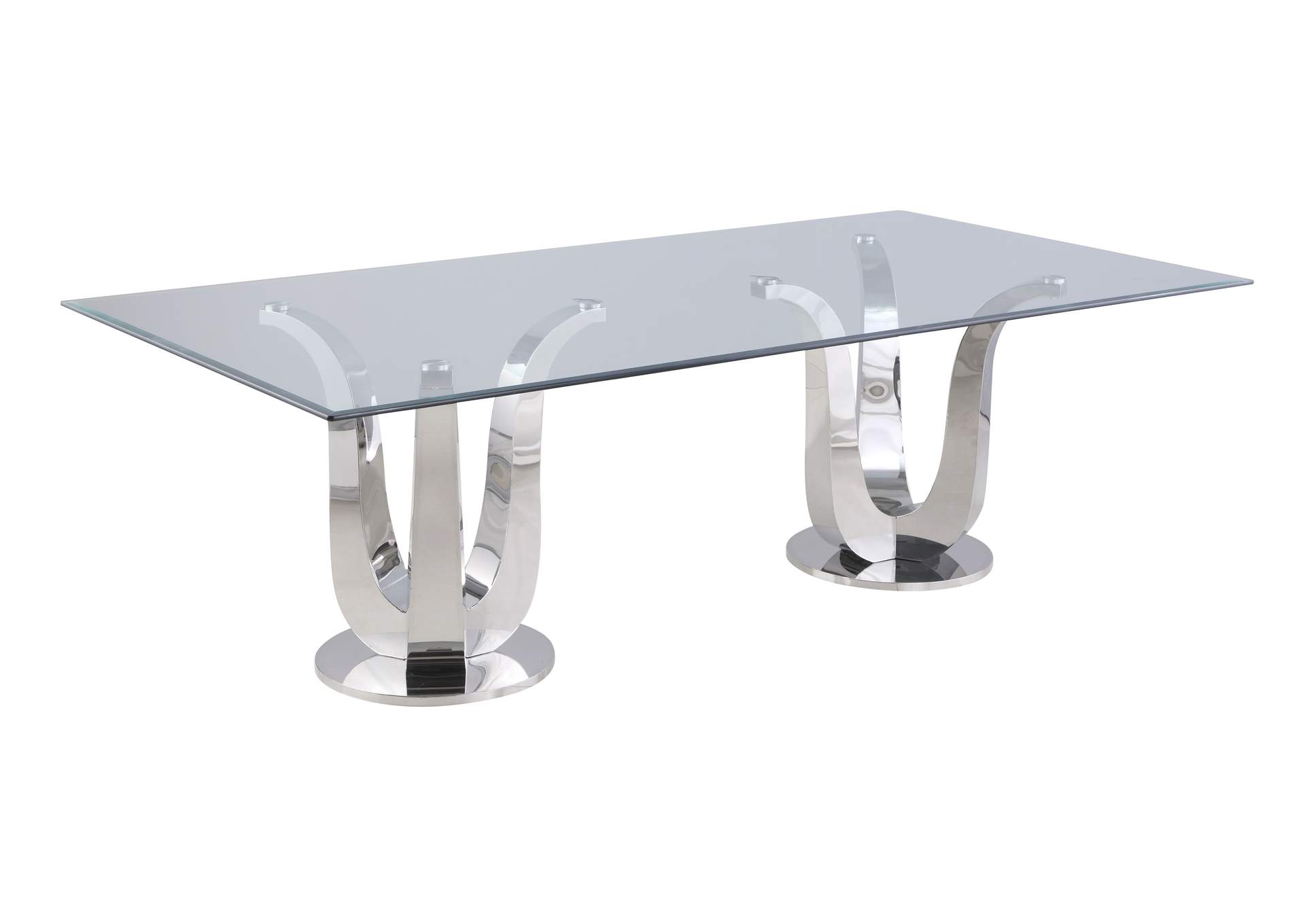 Adelle Contemporary Rectangular Glass Dining Table,Chintaly Imports