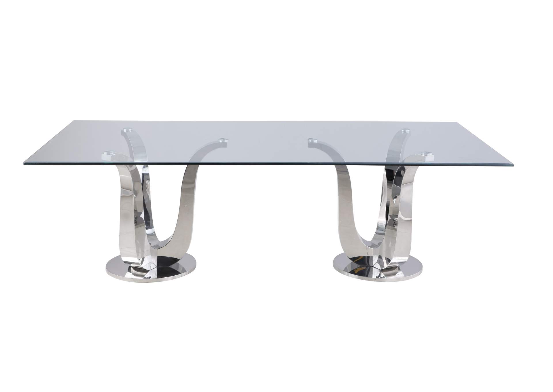 Contemporary Rectangular Glass Dining Table,Chintaly Imports