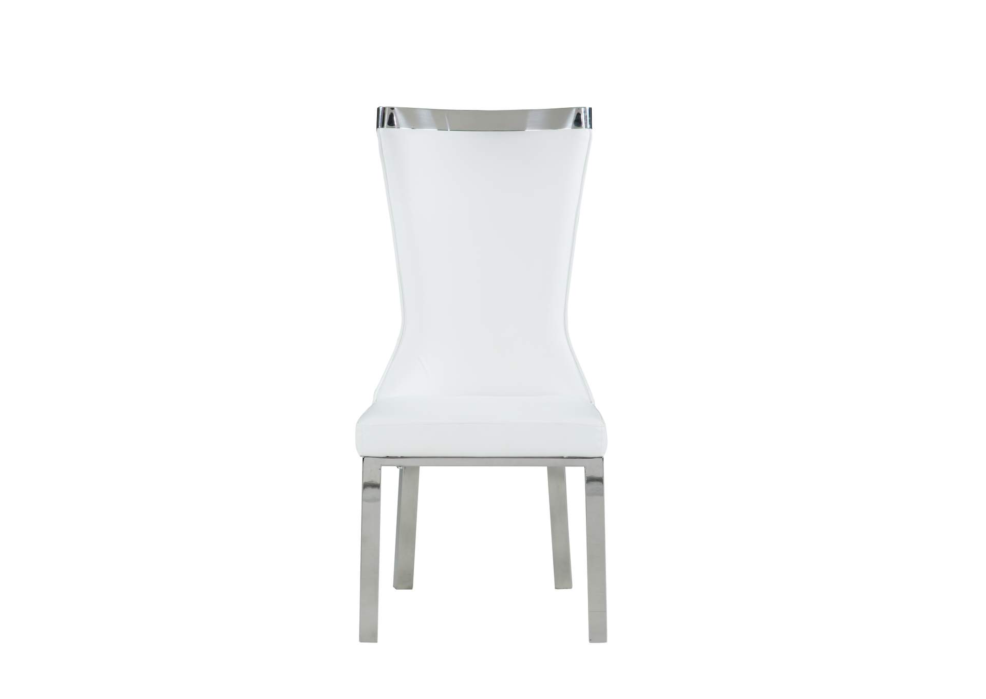 Contemporary Dining Set w/ Rectangular Glass Table & 4 White Chairs,Chintaly Imports