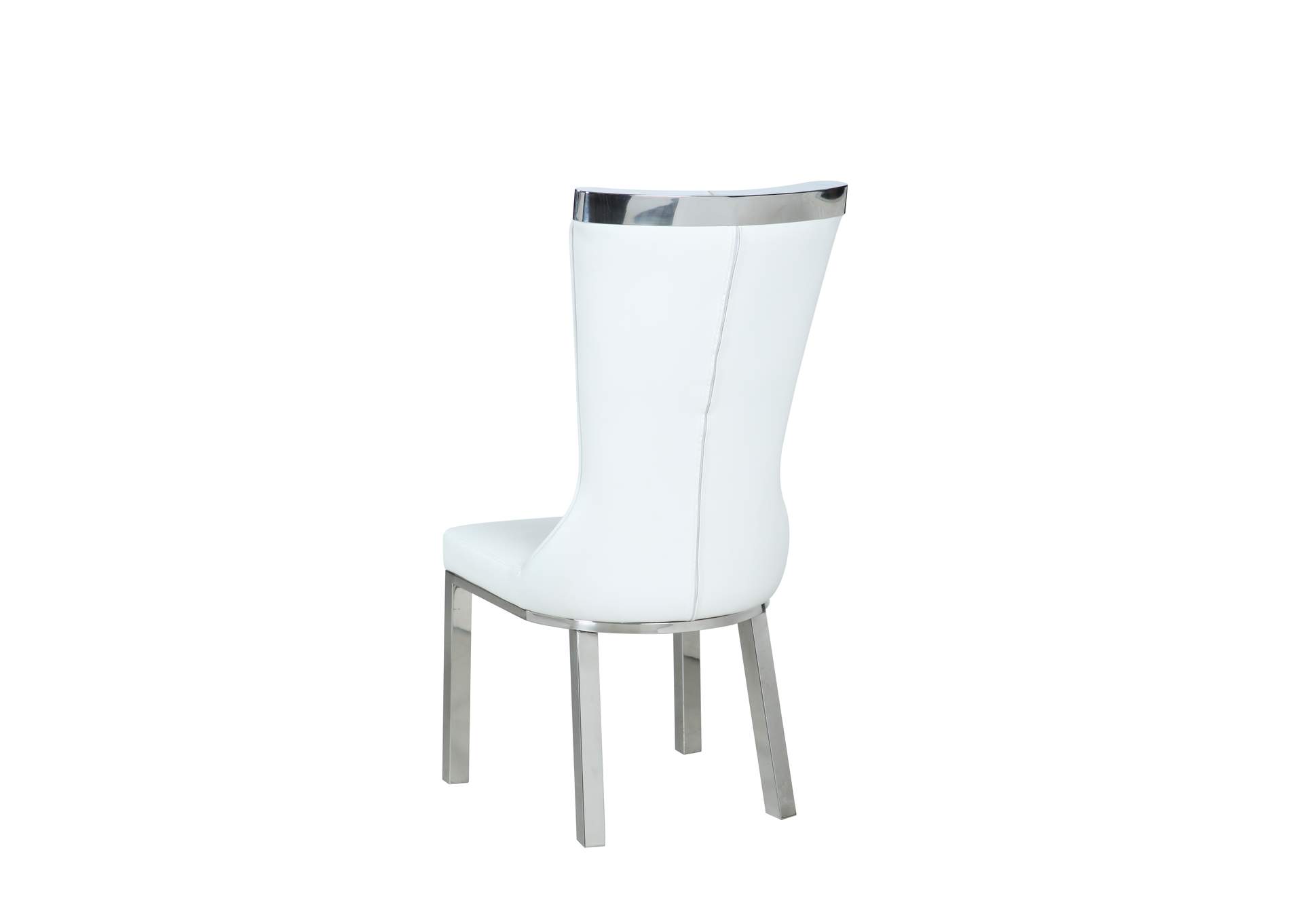 Contemporary Dining Set With Rectangular Glass Table & 4 White Chairs,Chintaly Imports