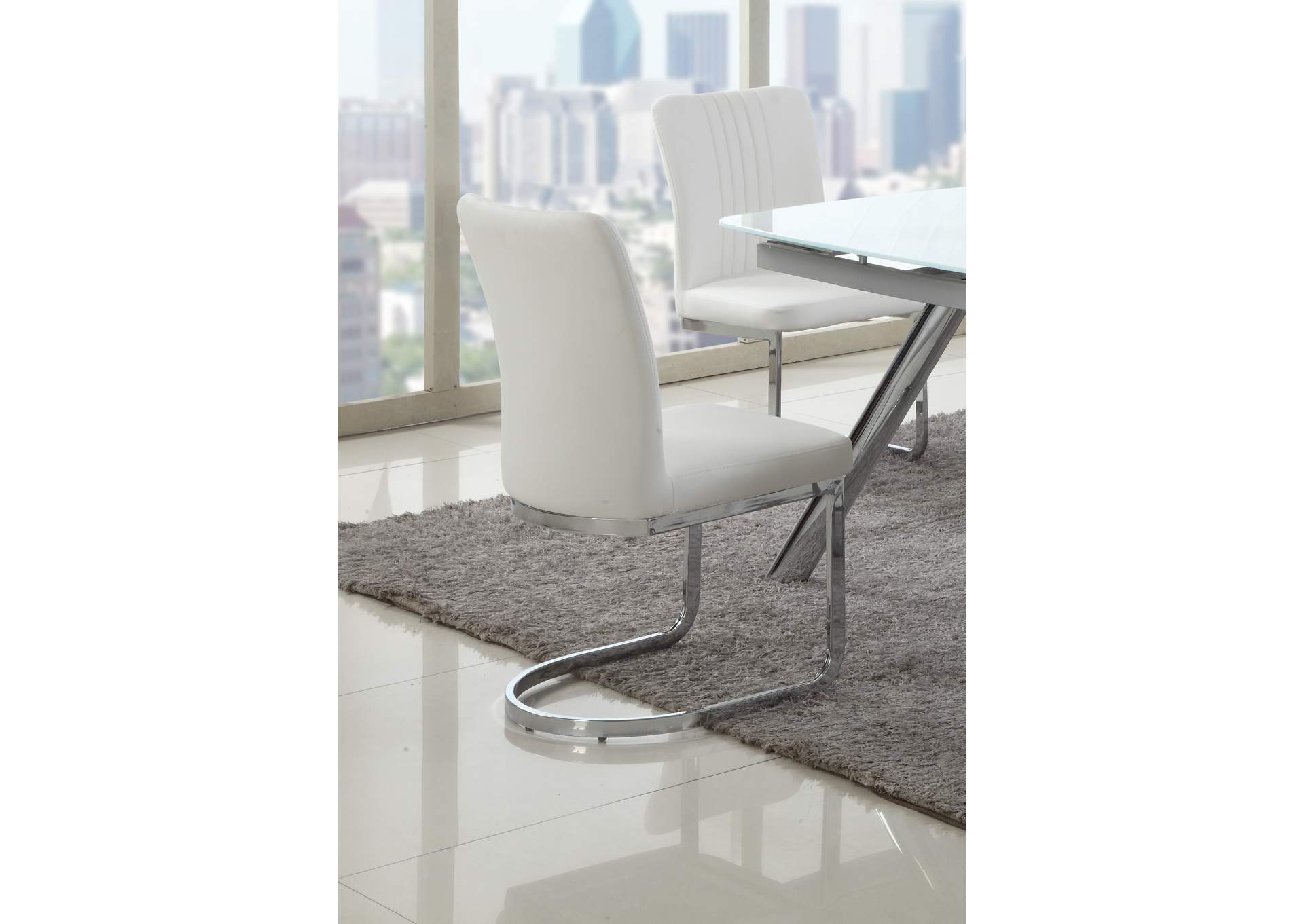 Alina Chrome Channel Back Cantilever Side Chair [Set of 4],Chintaly Imports