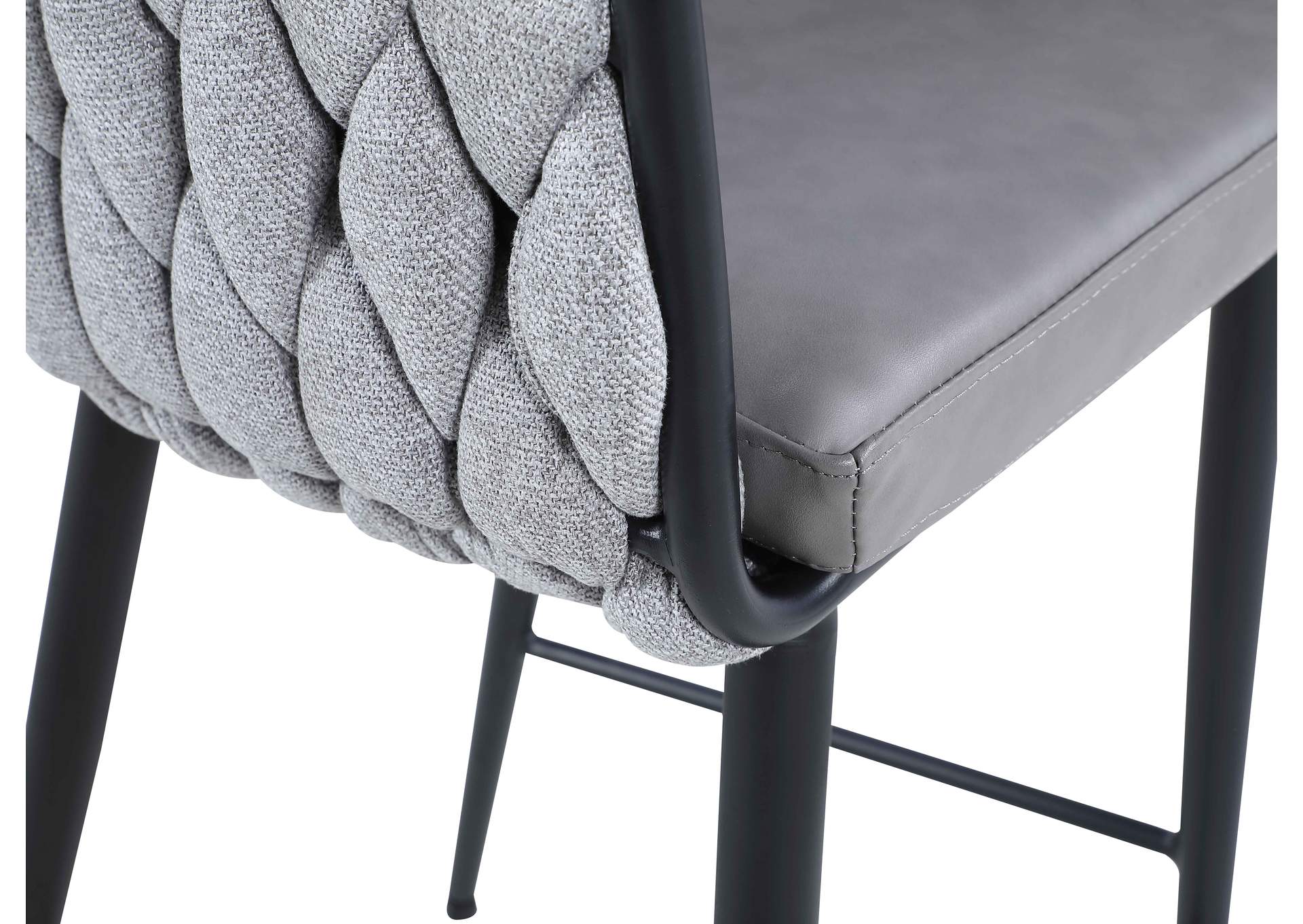 Contemporary Side Chair With Weave Back (Set of 2),Chintaly Imports