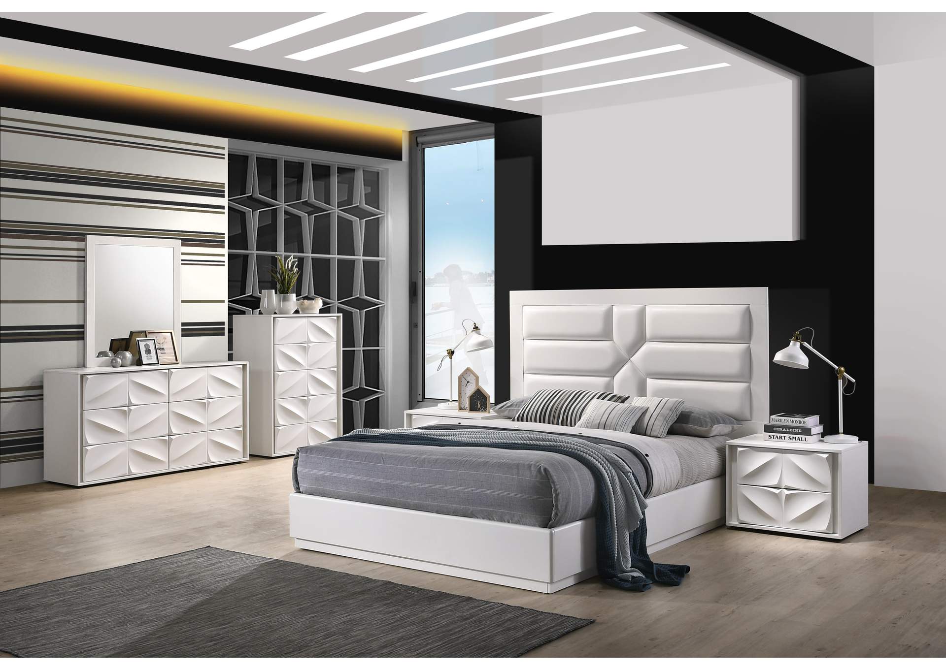 Contemporary King Size Bed,Chintaly Imports