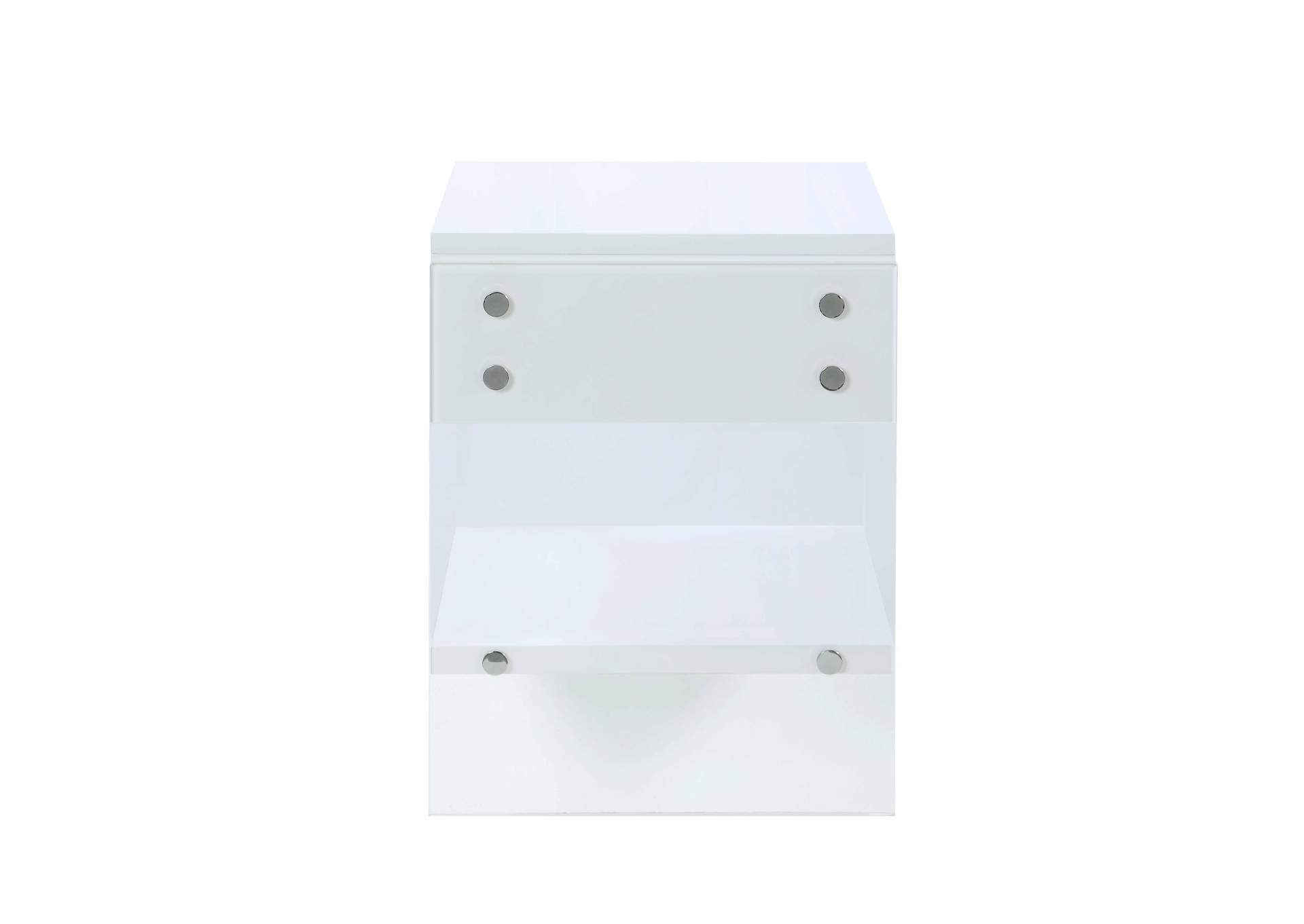 Contemporary Wooden & Solid Acrylic Lamp Table With Drawer,Chintaly Imports
