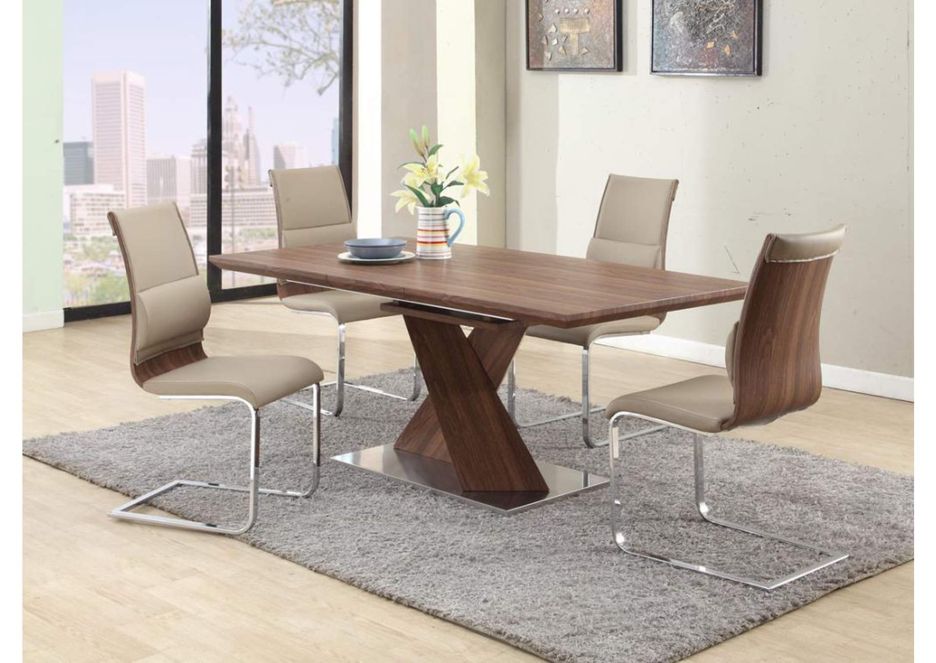 Bethany Modern Dining Set w/ Extendable Table & Chairs,Chintaly Imports