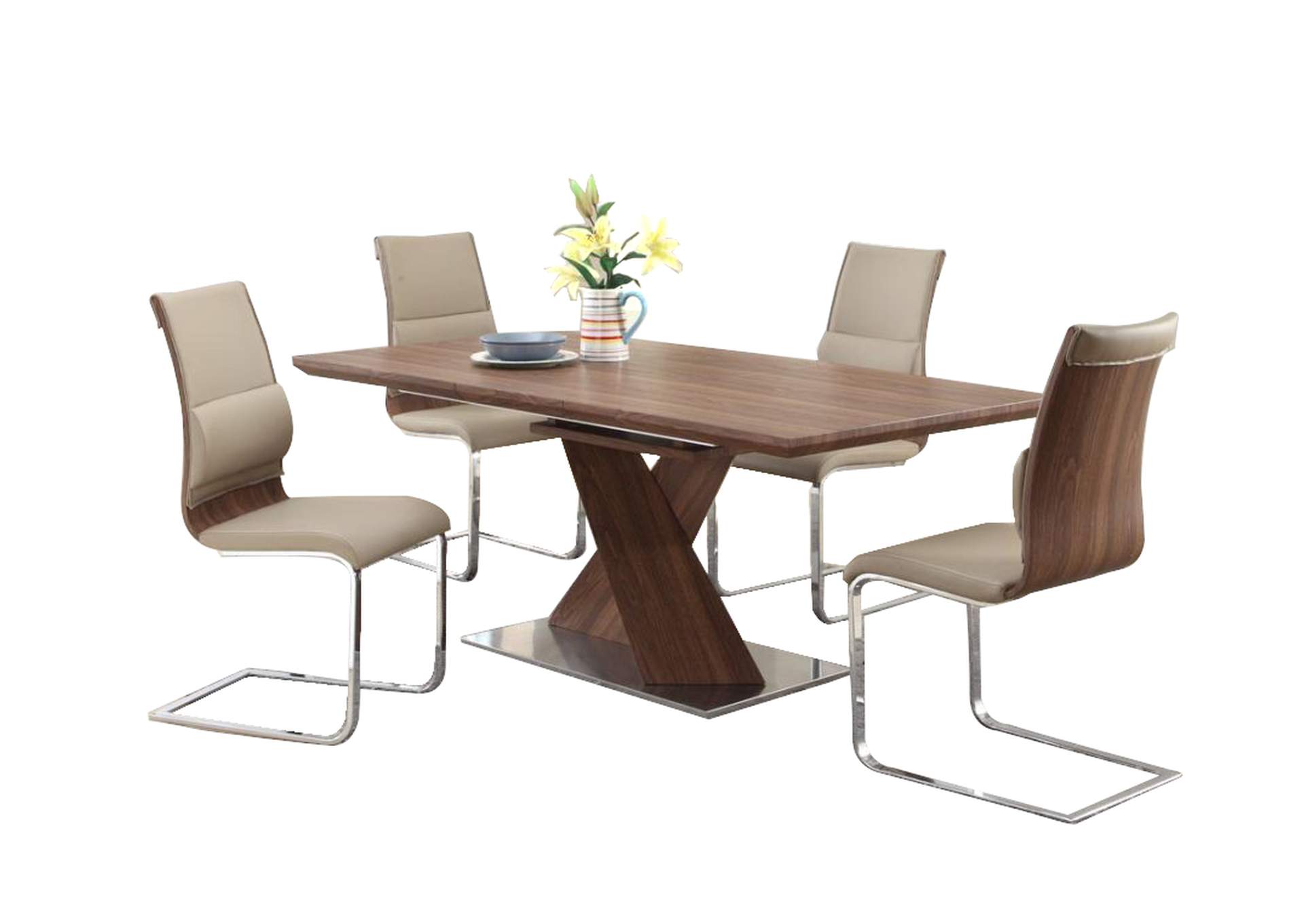 Modern Dining Set w/ Extendable Table & Chairs,Chintaly Imports