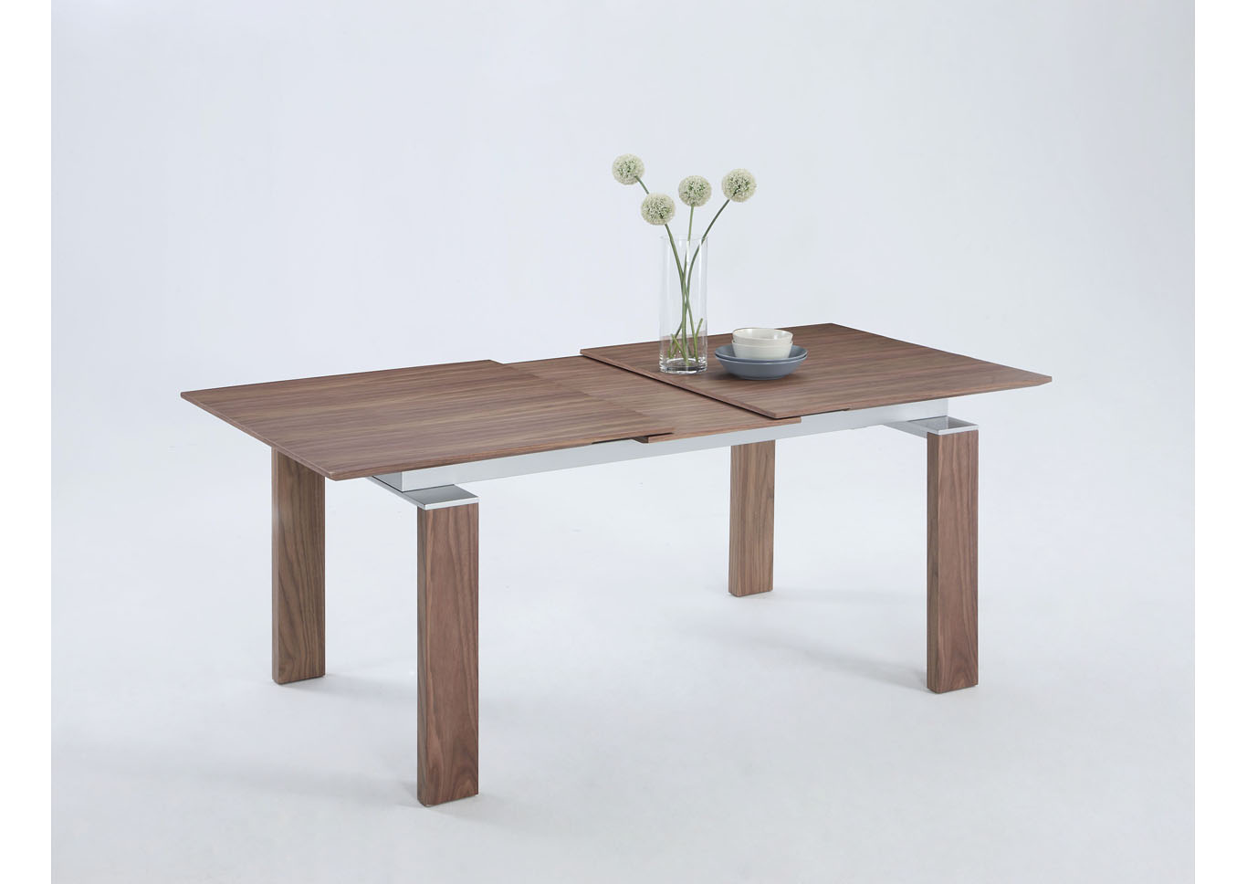 Brittany Walnut Wood Pop-Up Table w/ 1 Extension 63x 79,Chintaly Imports