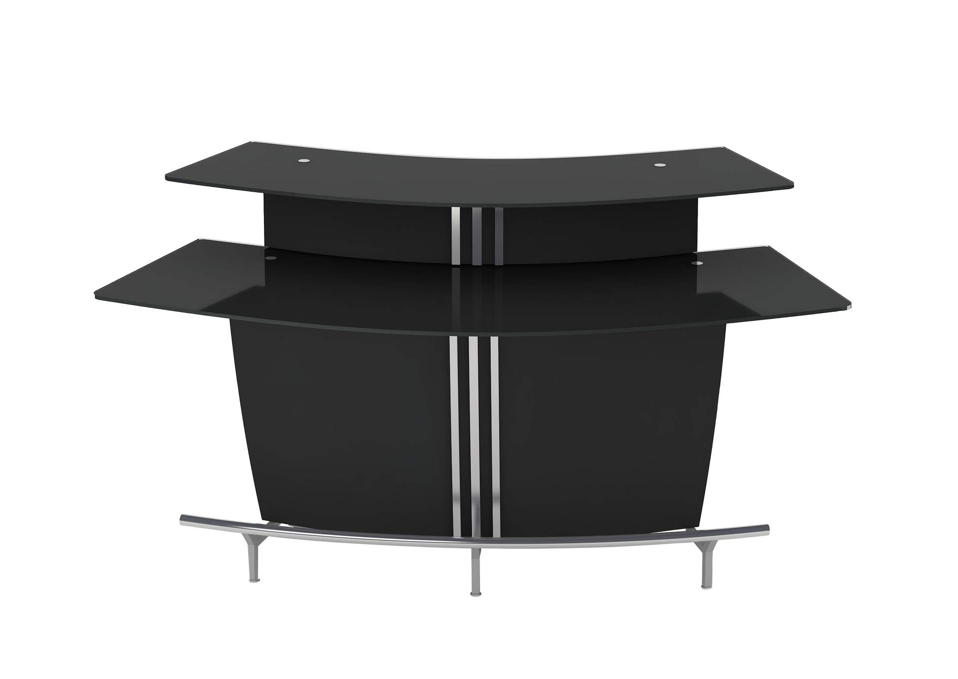 Contemporary Black Glass Bar w/ Counter & Shelves,Chintaly Imports
