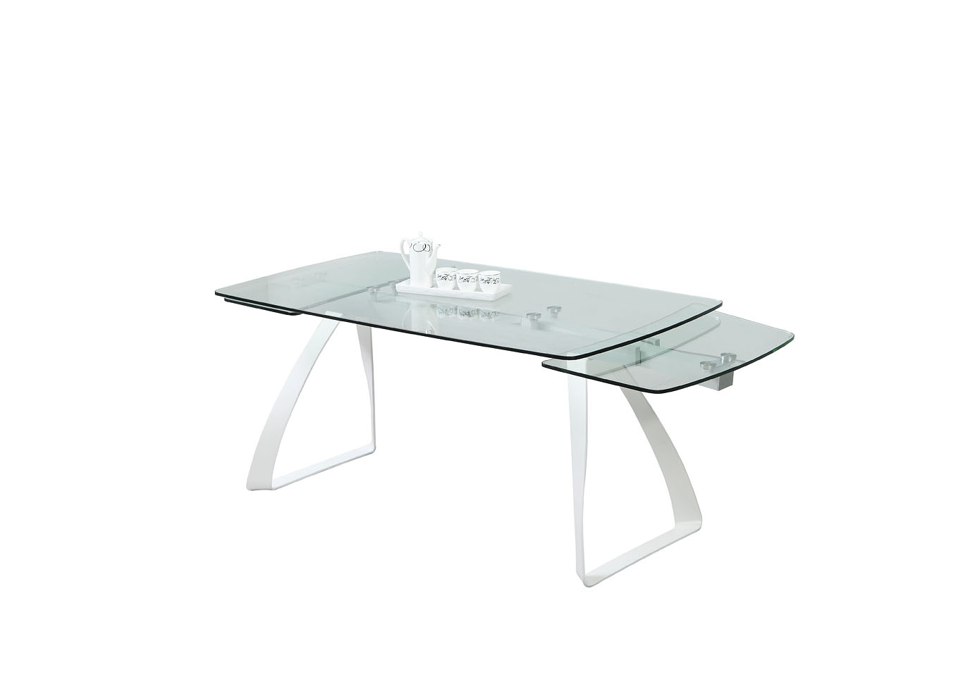 Chloe Matte White Rectangular Glass Top Dining Table,Chintaly Imports
