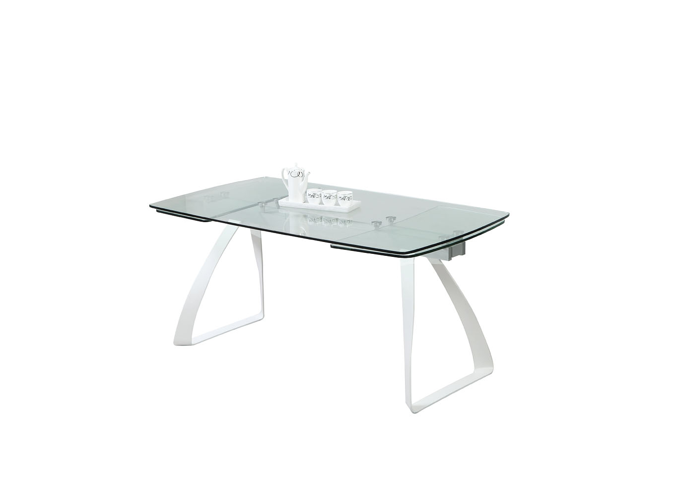 Chloe Matte White Rectangular Glass Top Dining Table,Chintaly Imports