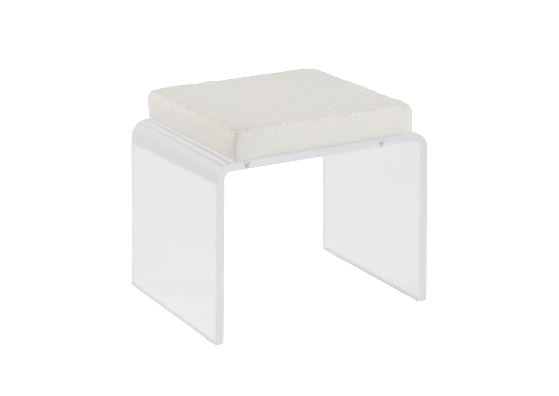 Butler Morena White and Clear Acrylic Tufted Vanity Stool - #34Y18