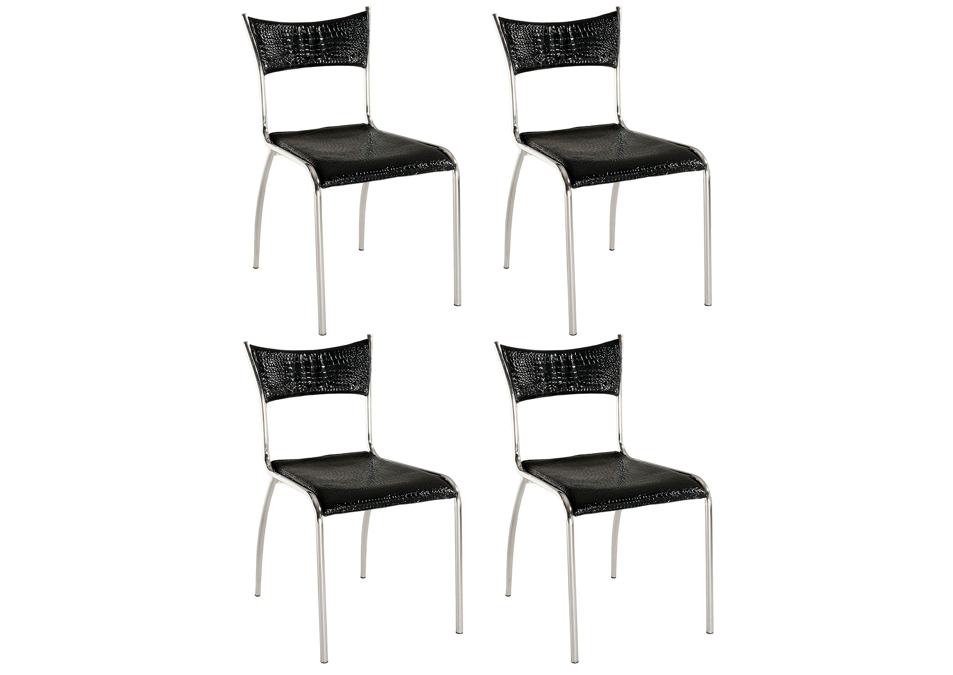 Daisy Crocodile Black Slim Upholstered-Back Side Chair (Set of 4),Chintaly Imports