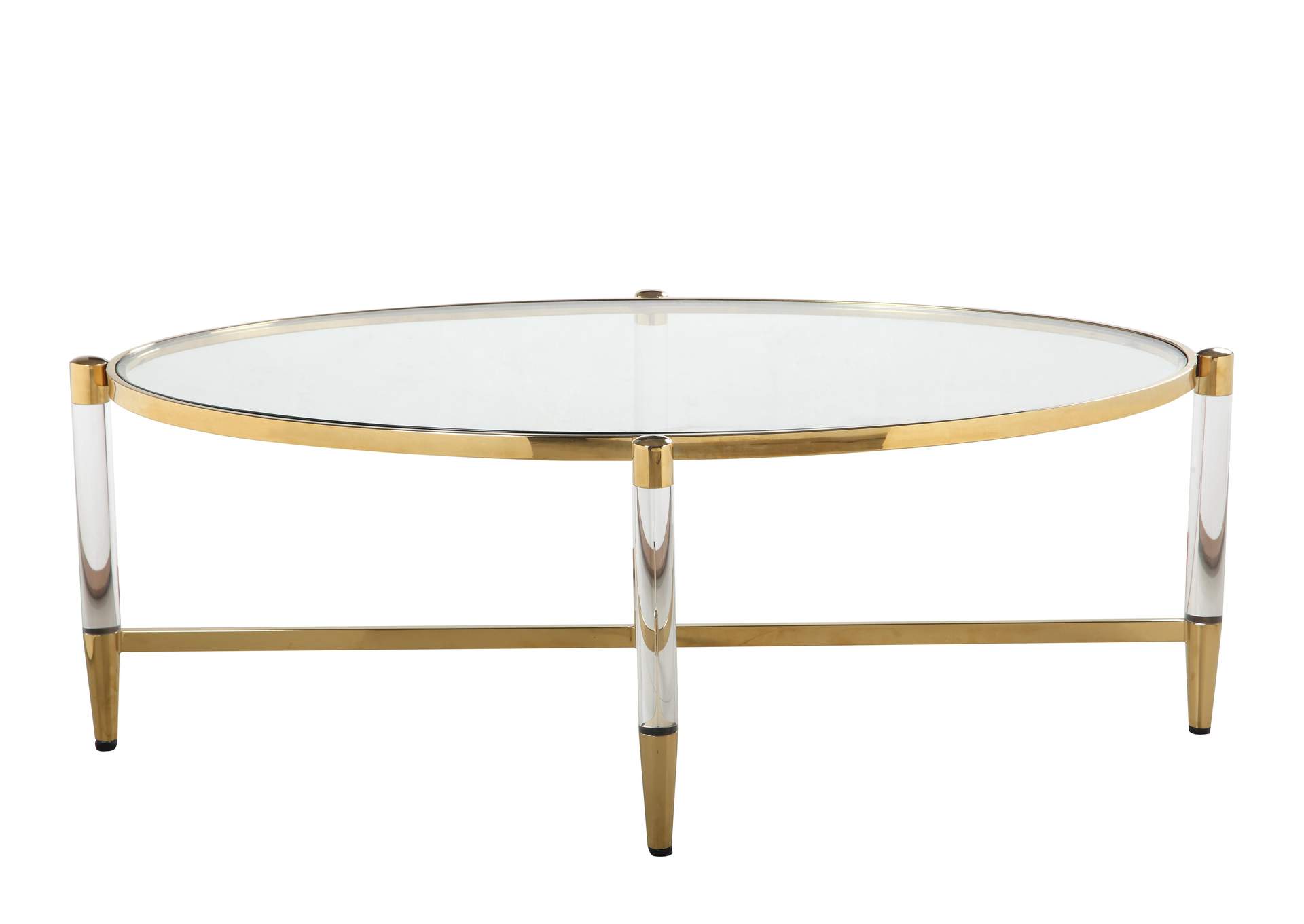 Oval Tempered Glass Cocktail Table,Chintaly Imports