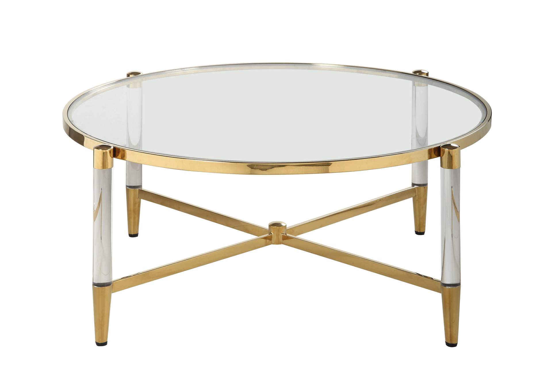 Round Tempered Glass Cocktail Table,Chintaly Imports