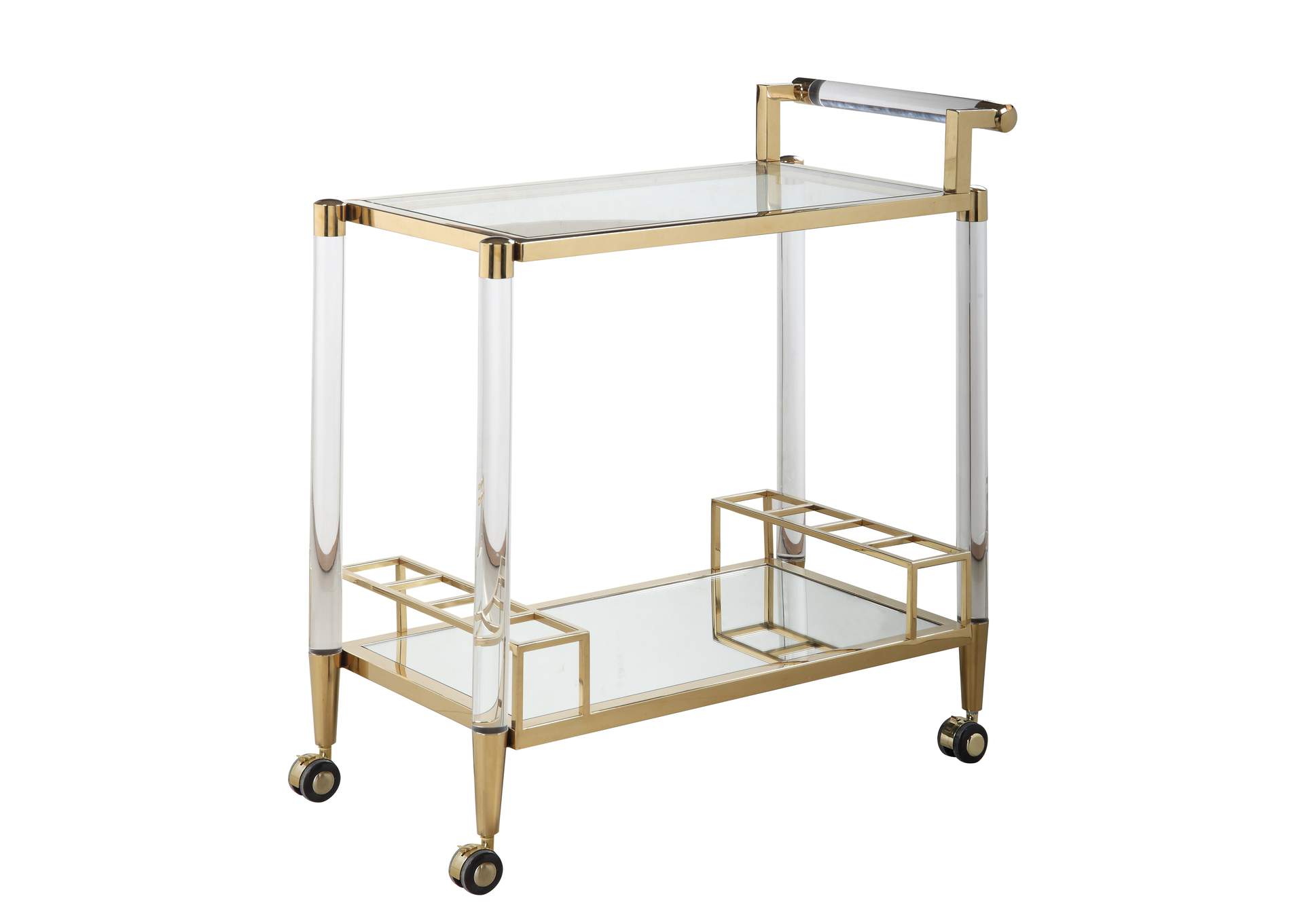 Contemporary Brass Finish & Acrylic Tea Cart,Chintaly Imports