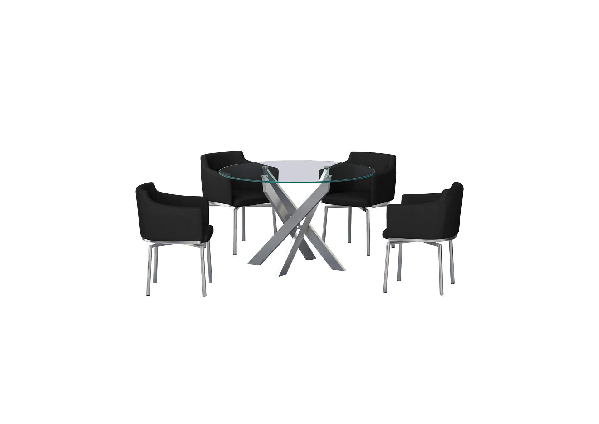Dining Set w/ Round Glass Table & Swivel Club Chairs,Chintaly Imports
