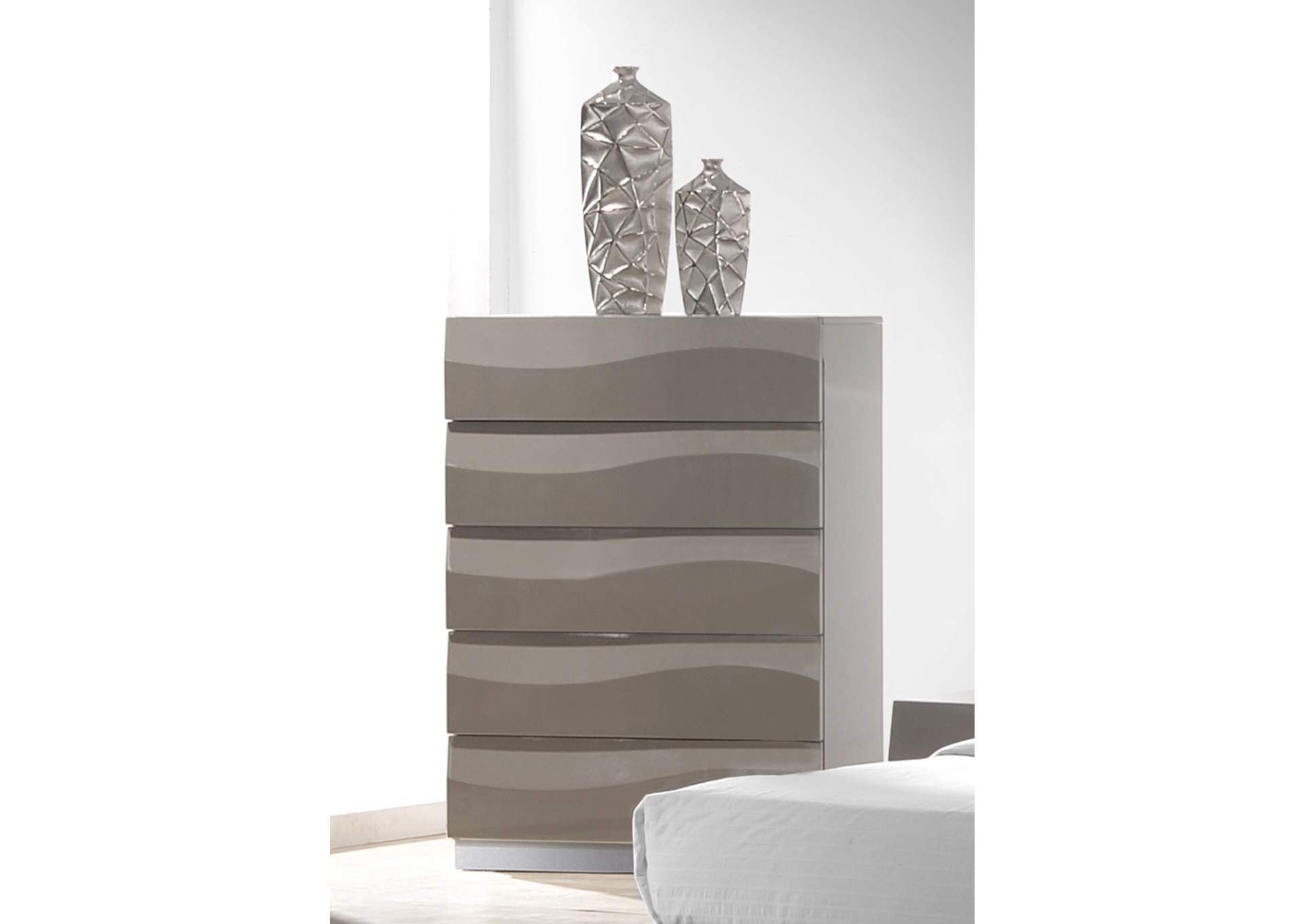 Contemporary High Gloss 4-Drawer Bedroom Chest,Chintaly Imports