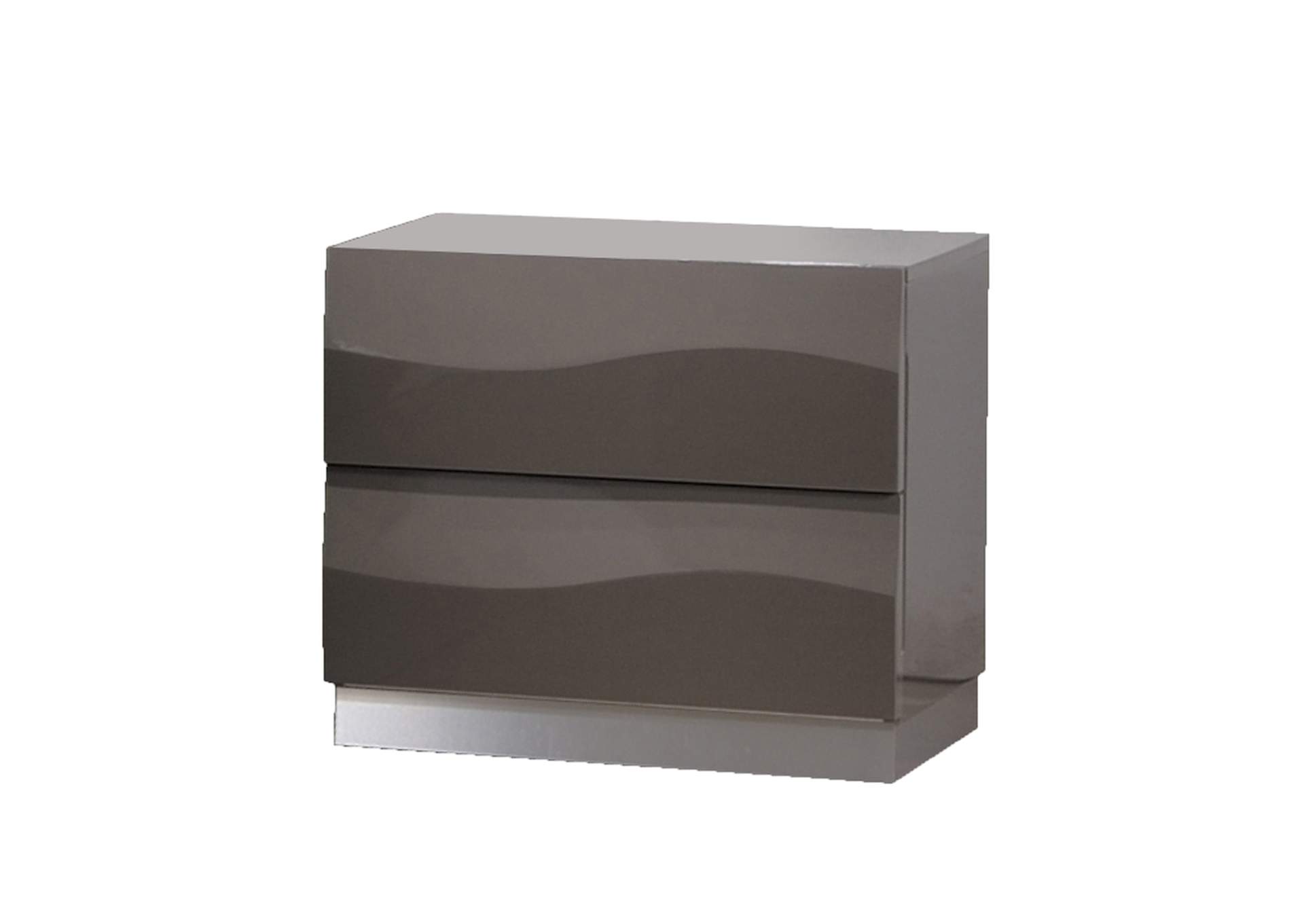 Contemporary High Gloss 2-Drawer Nightstand,Chintaly Imports