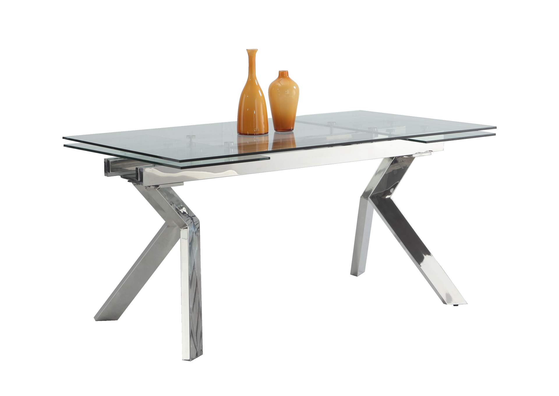 Contemporary Extendable Dining Table w/ Steel Legs,Chintaly Imports