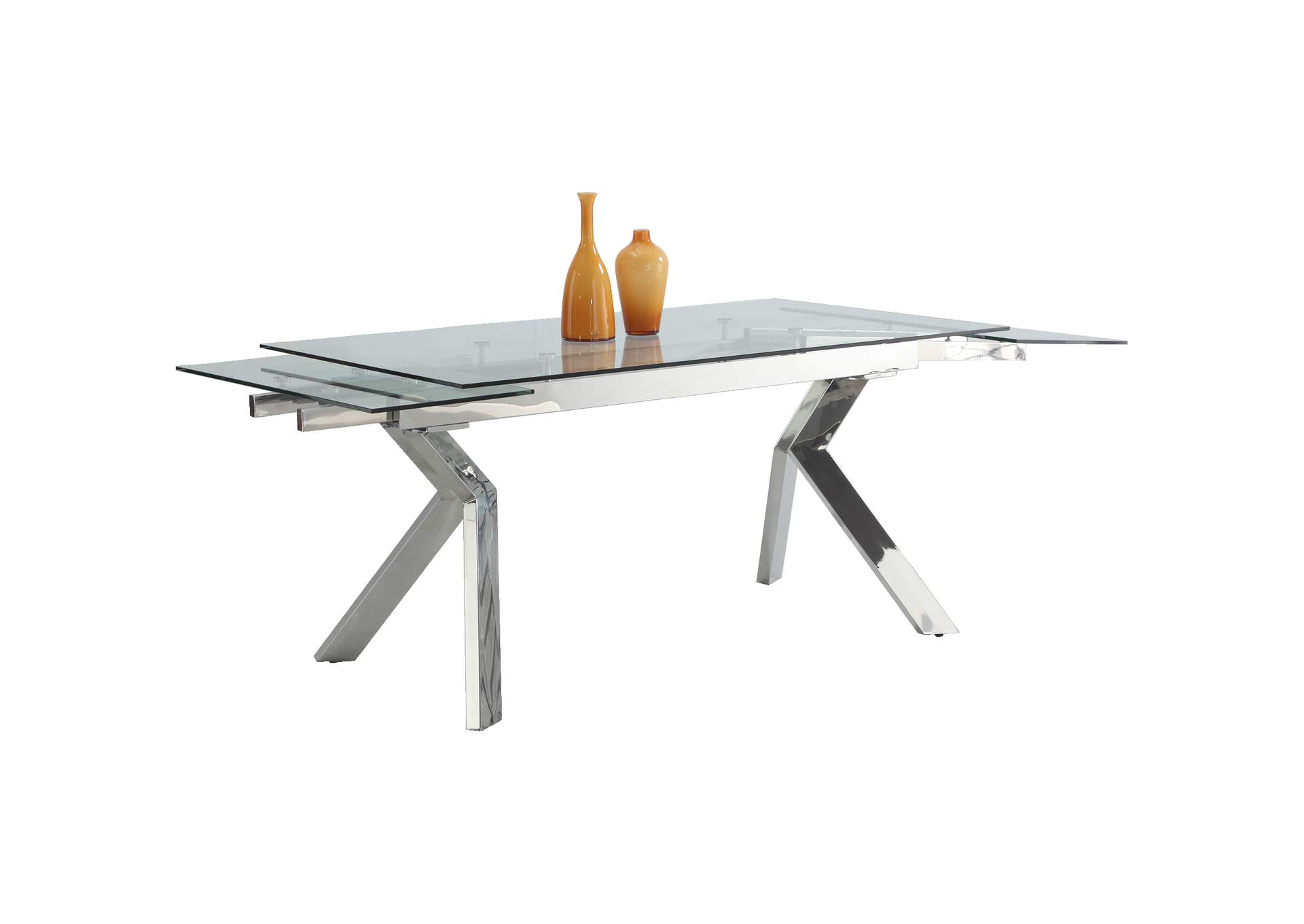Contemporary Extendable Dining Table w/ Steel Legs,Chintaly Imports