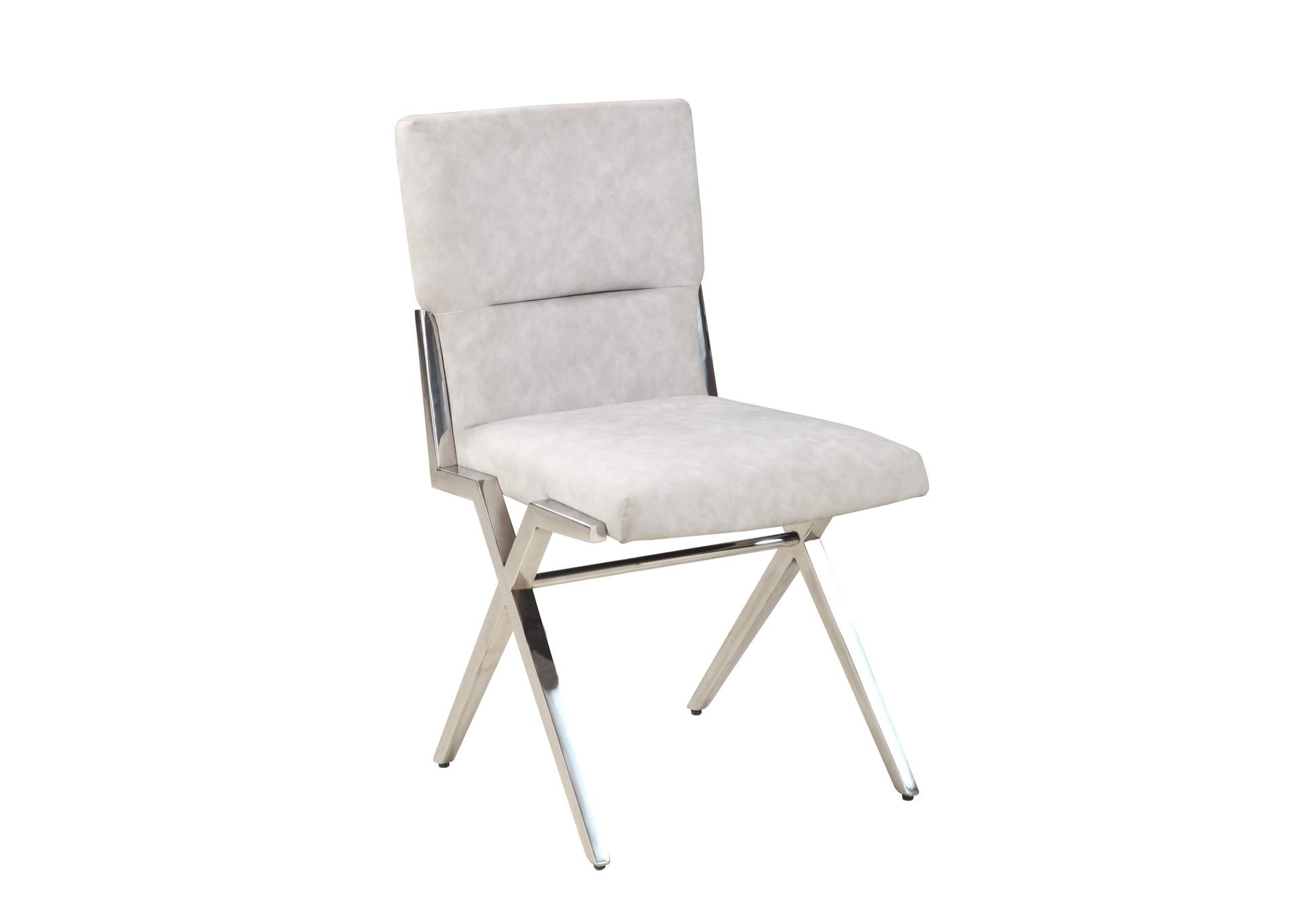 Faith Dark Grey Side Chair (Set of 2) w/ Steel Sawbuck Base,Chintaly Imports