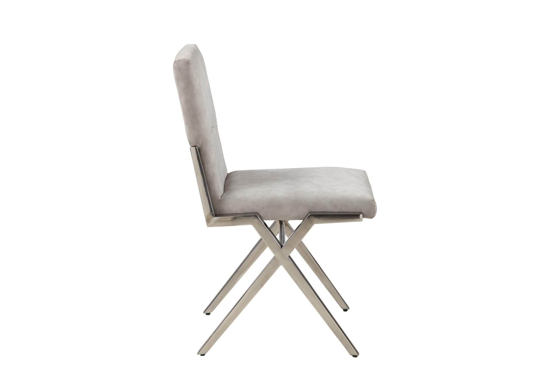 Faith Dark Grey Side Chair (Set of 2) w/ Steel Sawbuck Base,Chintaly Imports