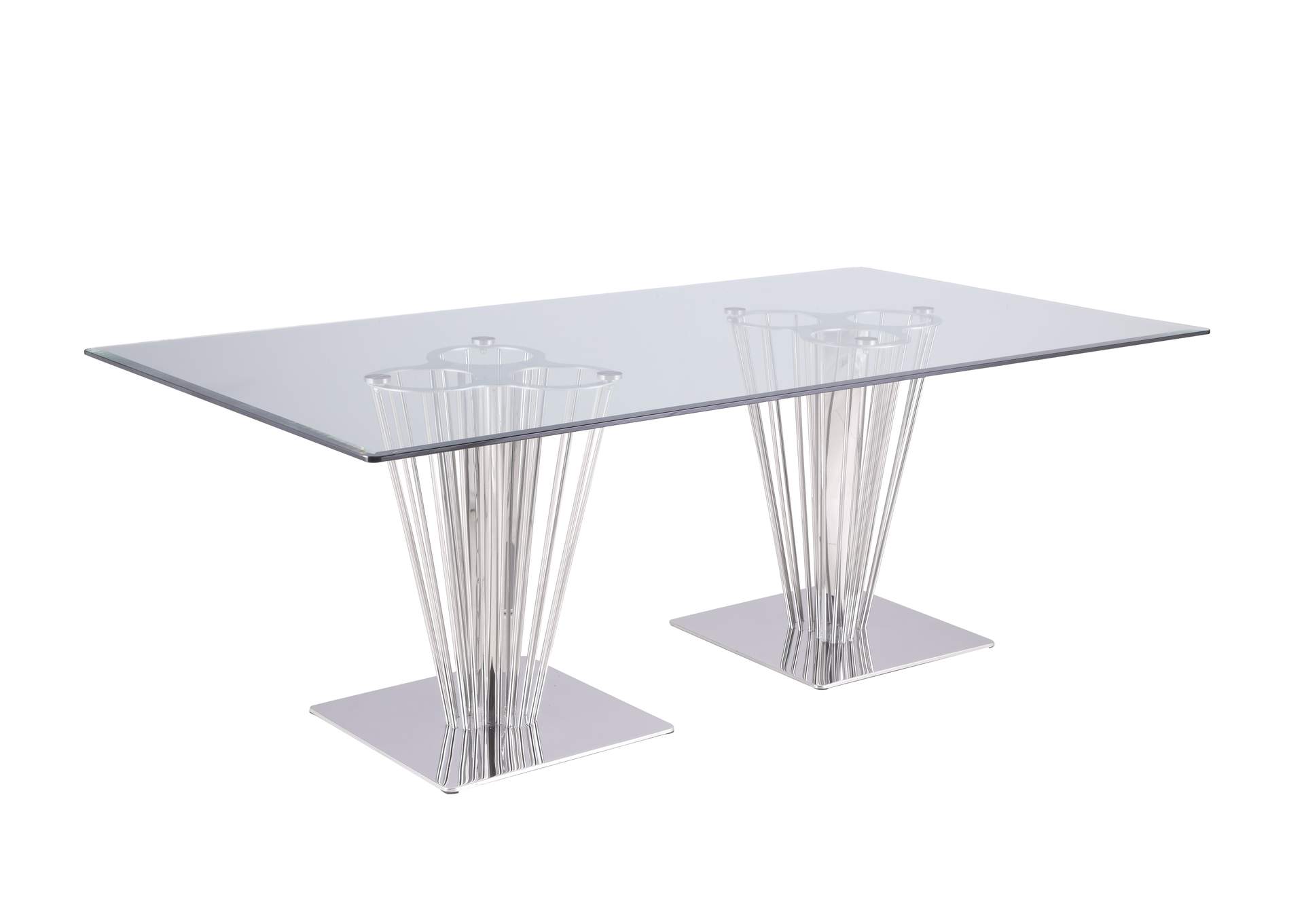 Contemporary Rectangular Glass Dining Table,Chintaly Imports