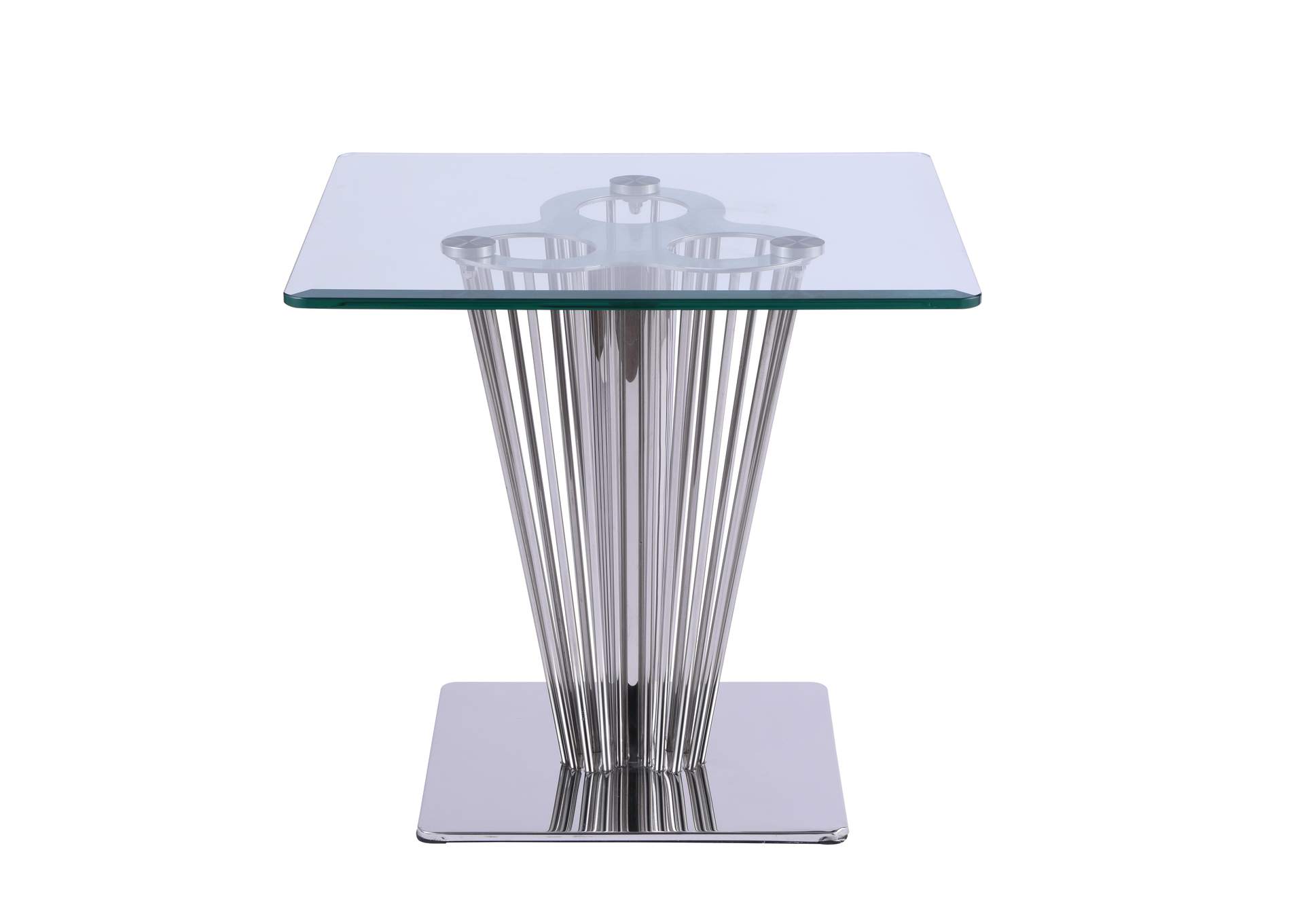 Fernanda Contemporary Square Glass Lamp Table,Chintaly Imports